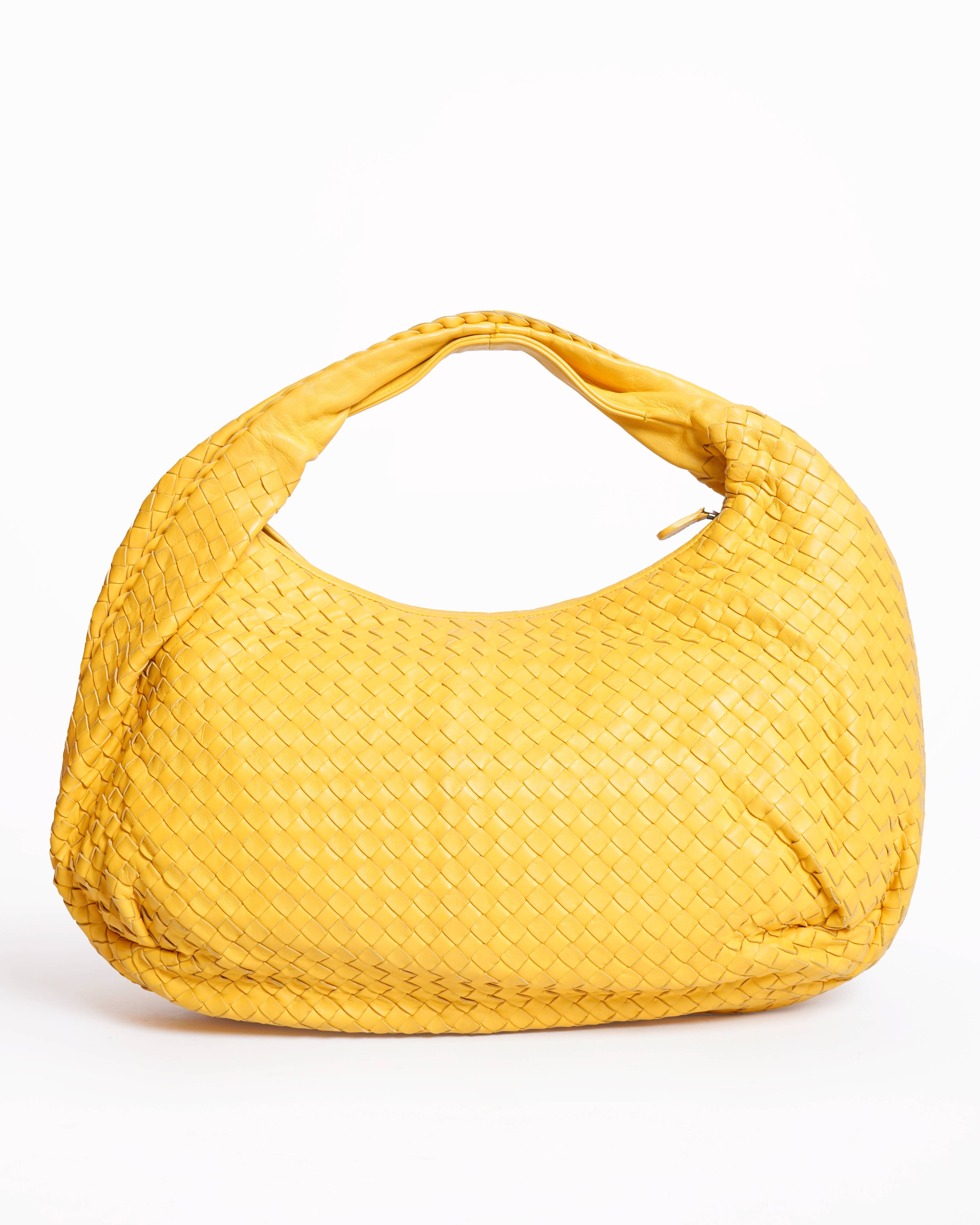 Bottega Veneta Intrecciato Hobo Bag In Fuchsia Yellow