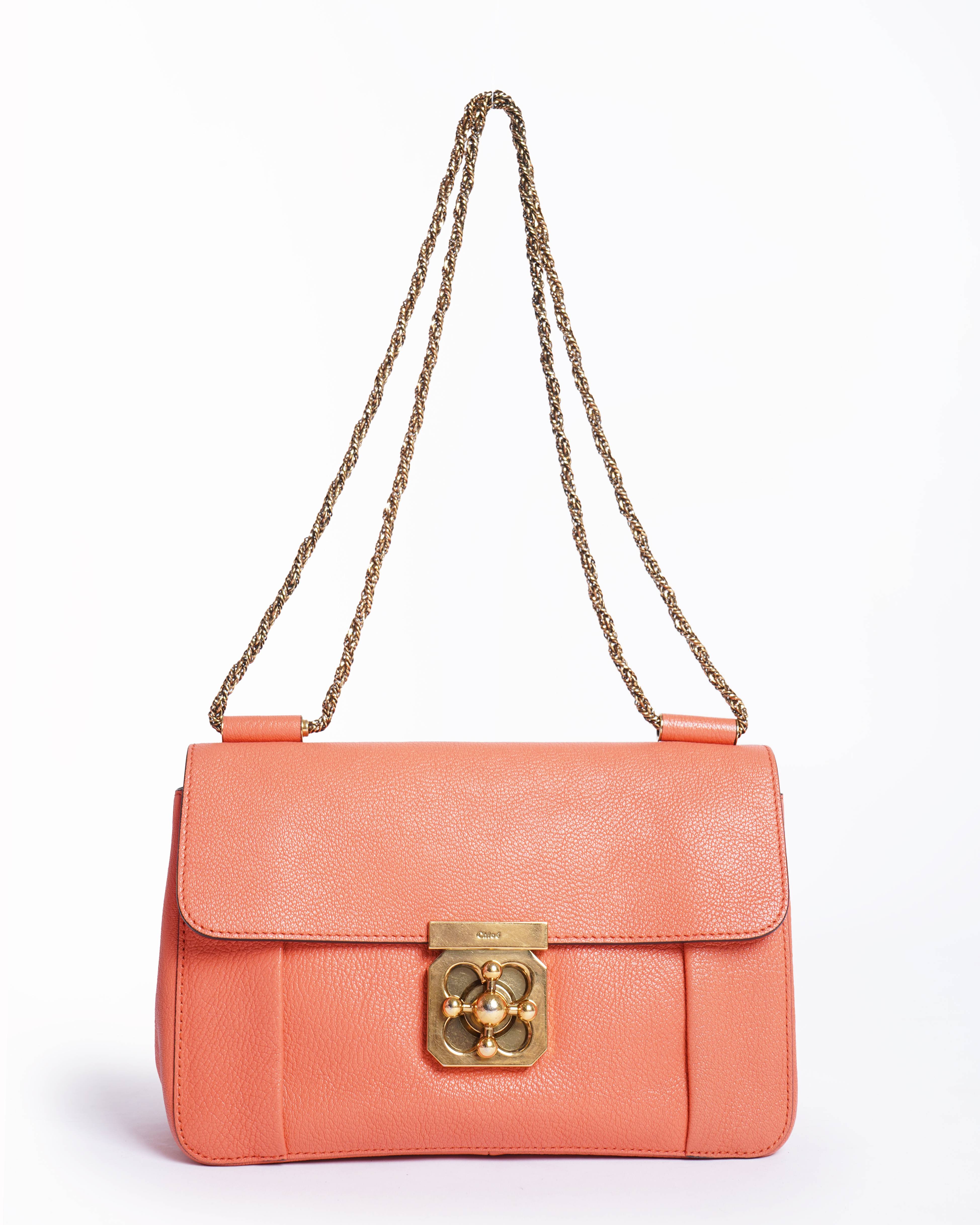 Chloé coral orange medium elsie shoulder bag