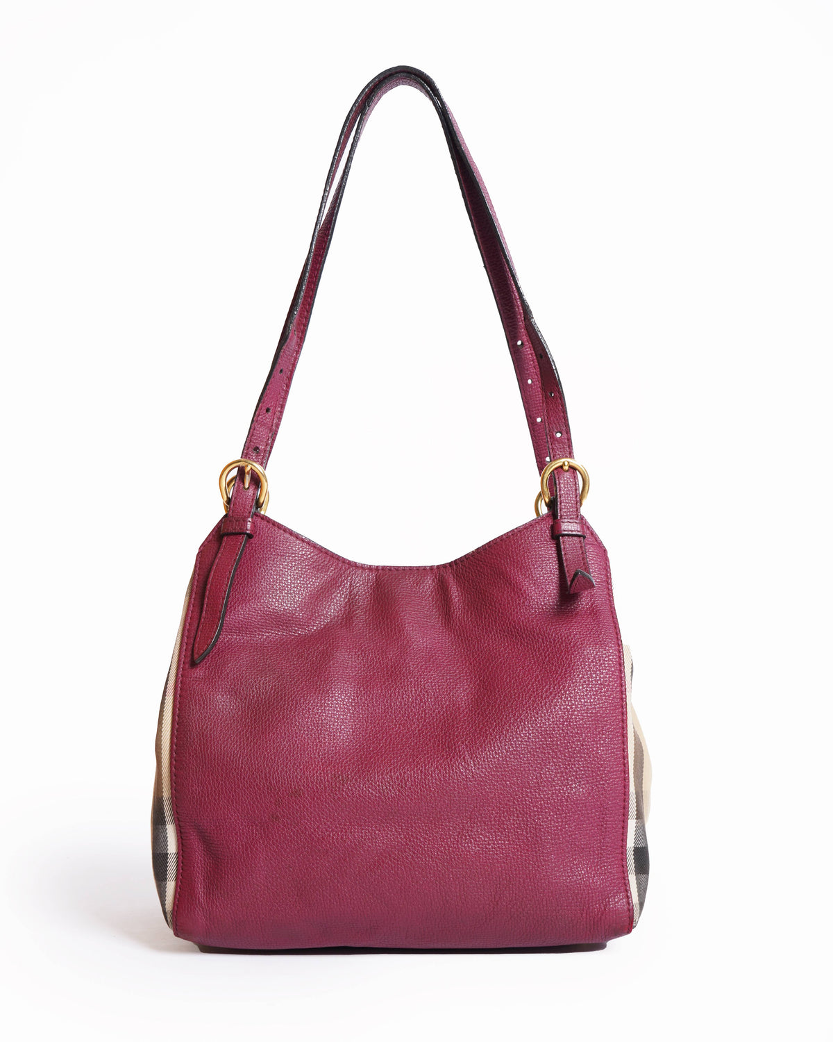 Burberry House Check Derby Leather Small Canterbury Tote Bag