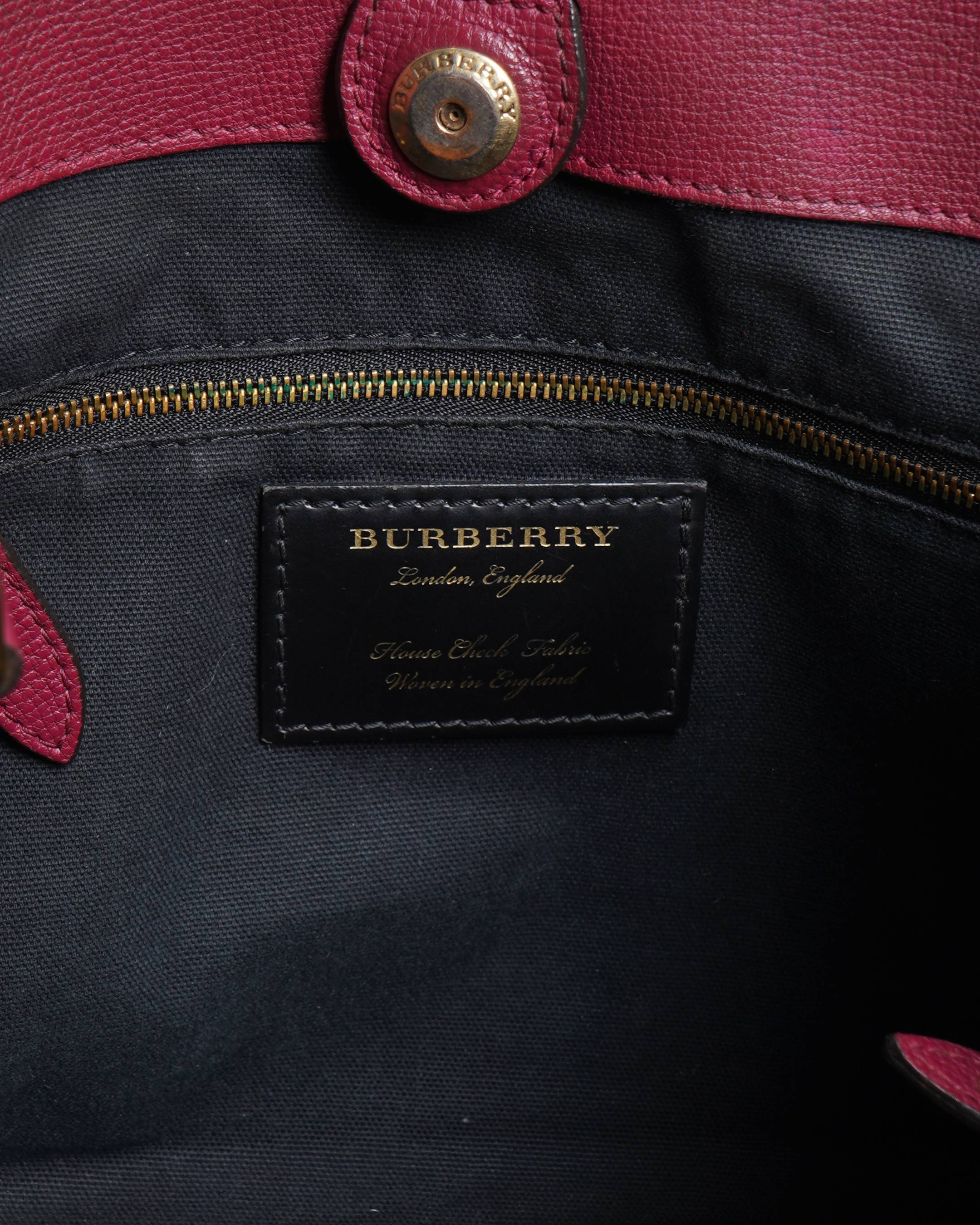 Burberry House Check Derby Leather Small Canterbury Tote Bag