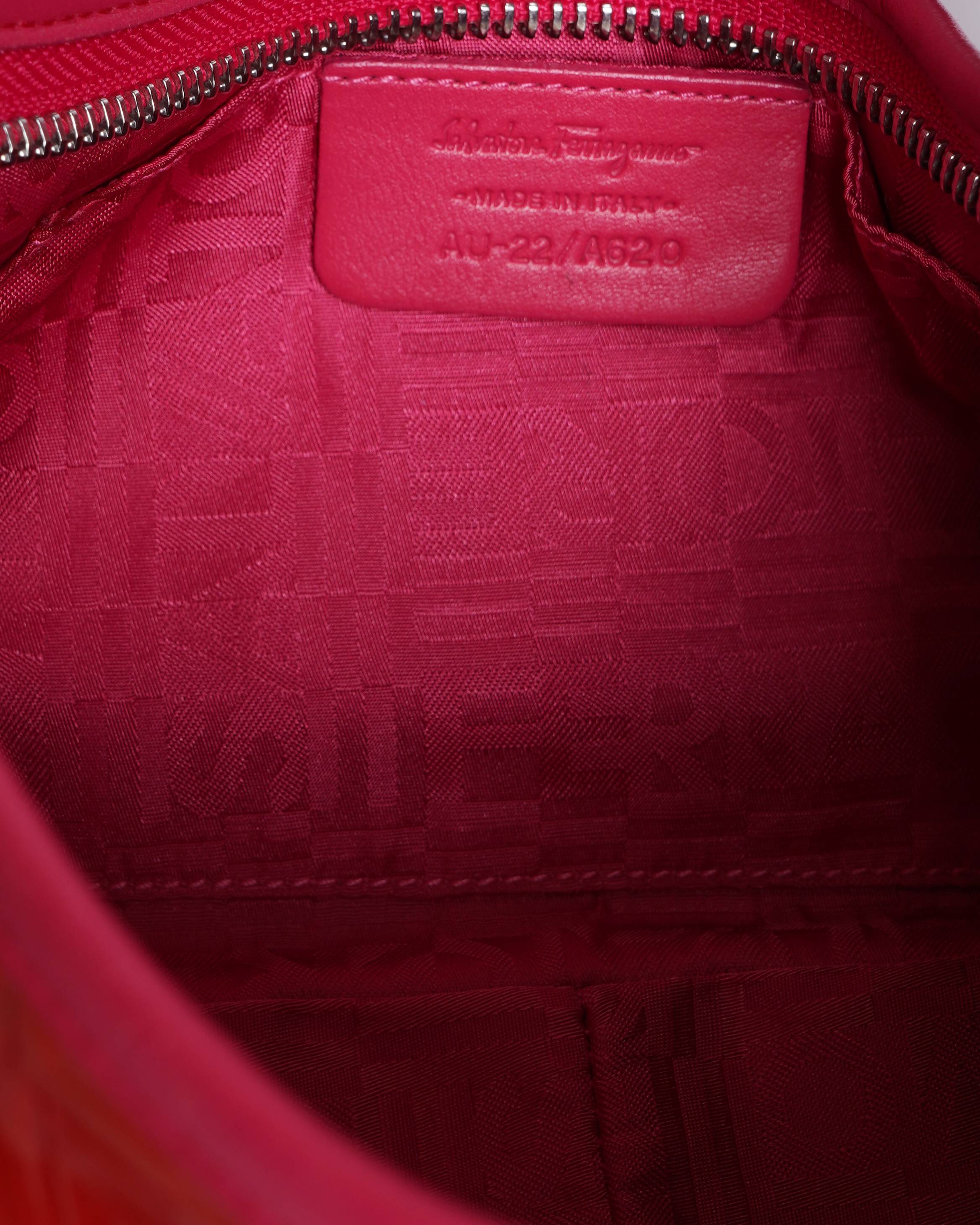 Salvatore Ferragamo Patent Leather Shoulder Bag In Red