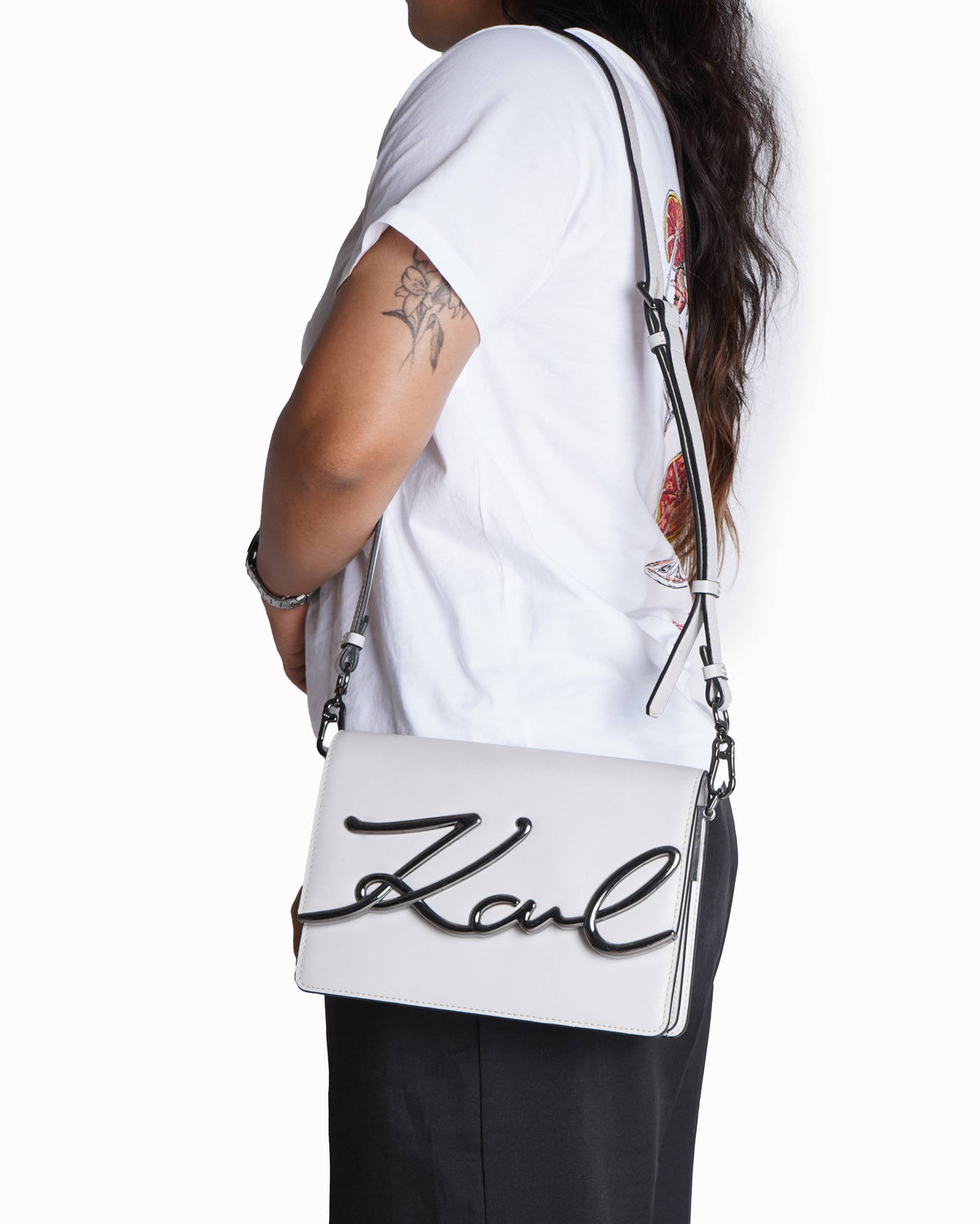 Karl Lagerfeld K/Signature Crossbody Bag in Beige