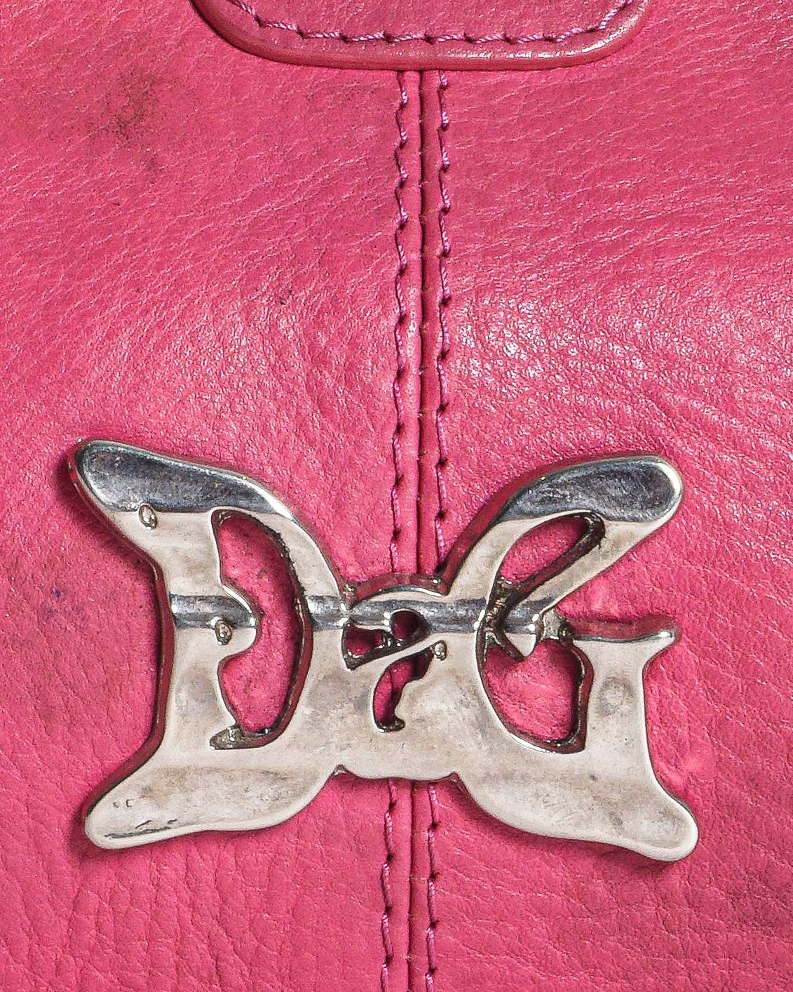 Dolce & Gabbana Pink Leather DG Logo Frame Clutch Bag