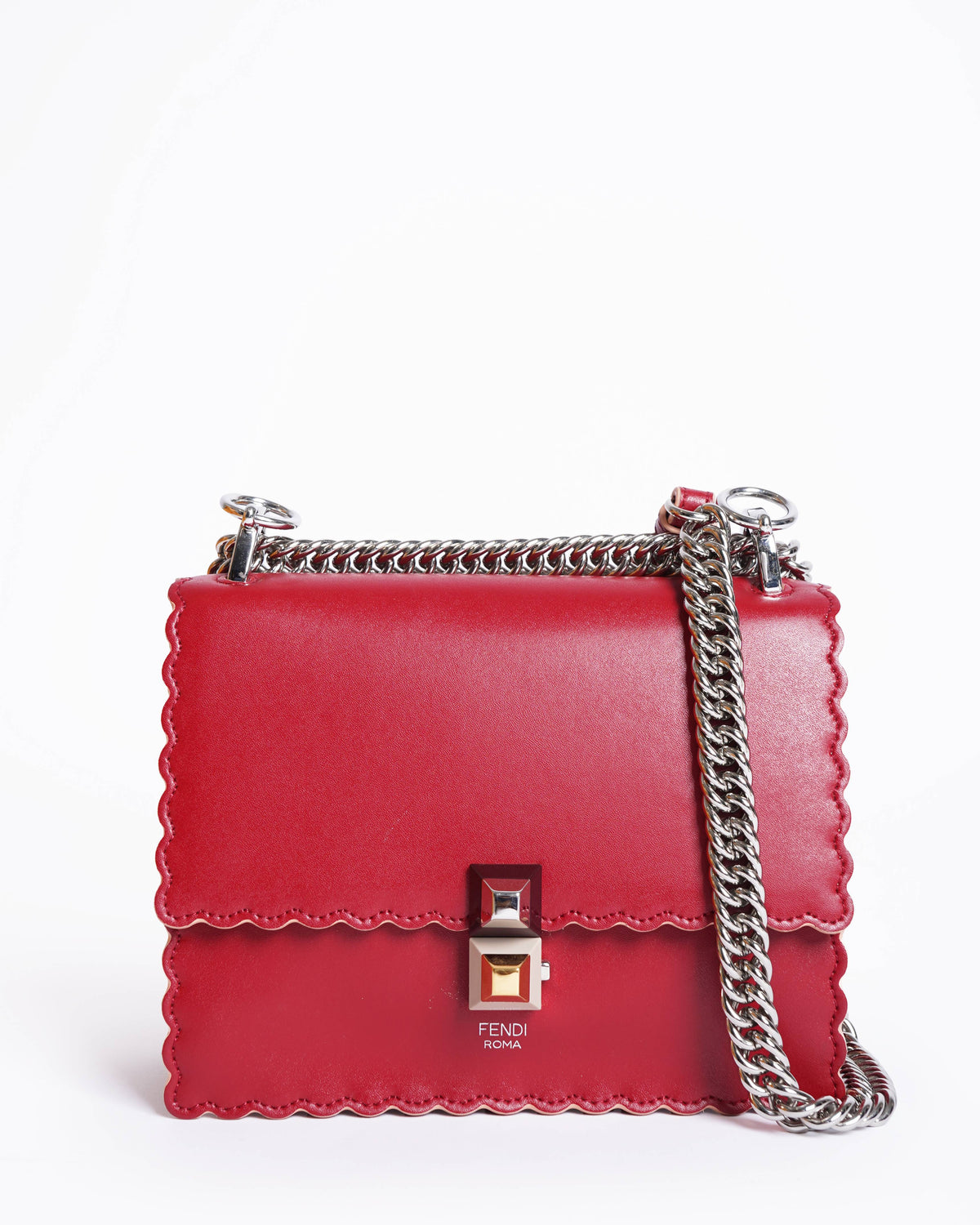 Fendi vitello liberty scalloped studded kan bag