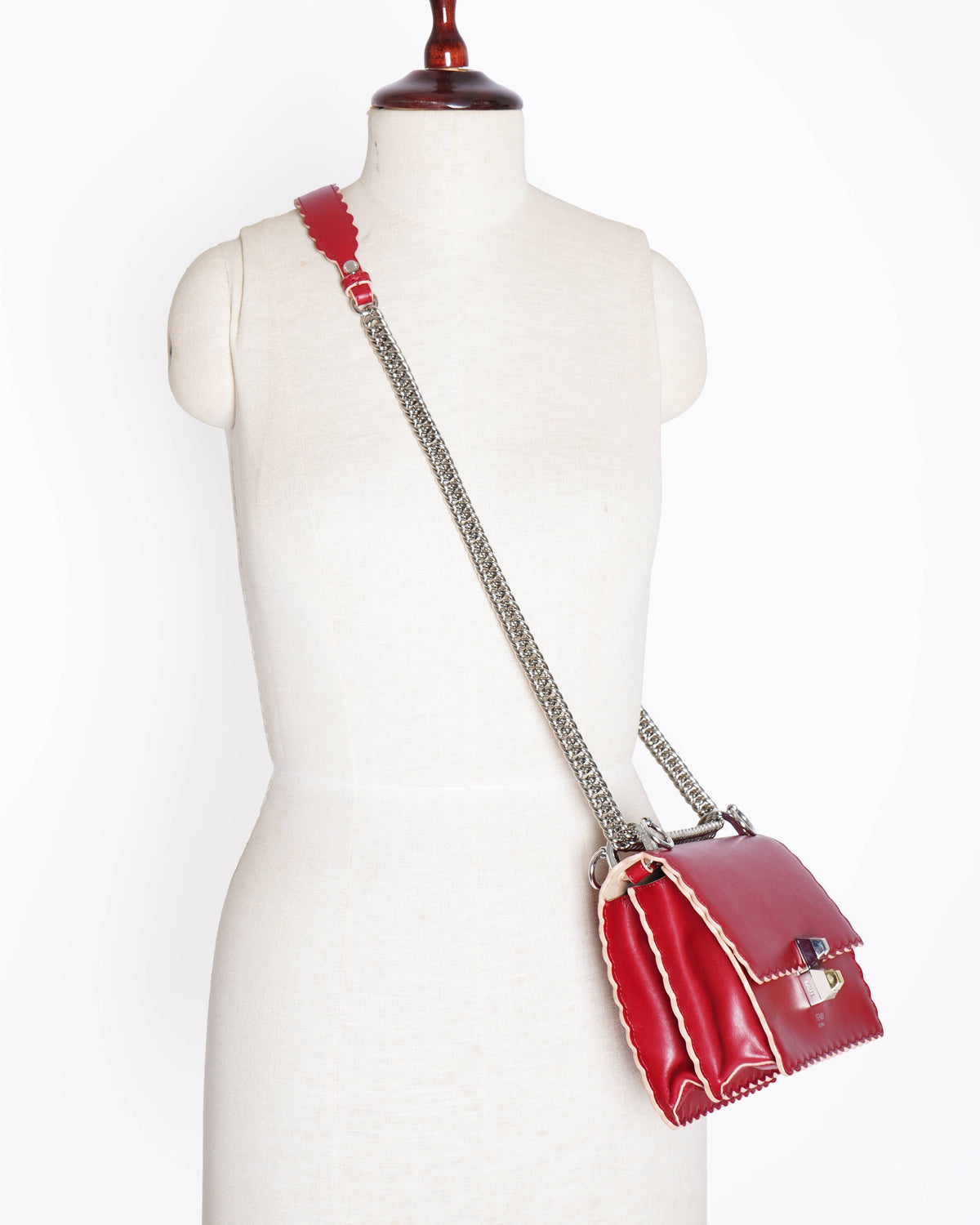 Fendi vitello liberty scalloped studded kan bag