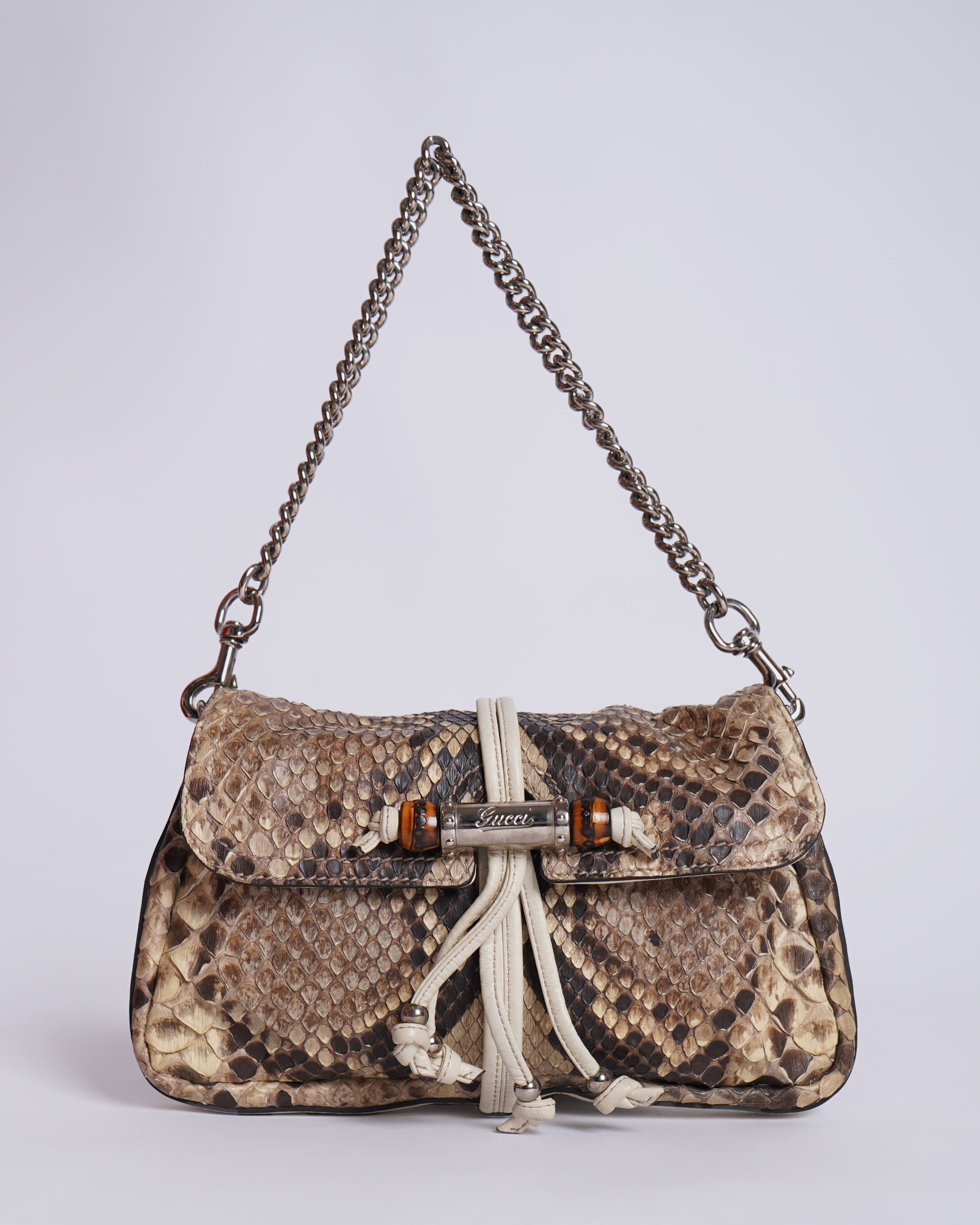 Gucci Python Bamboo Croisette Evening Bag
