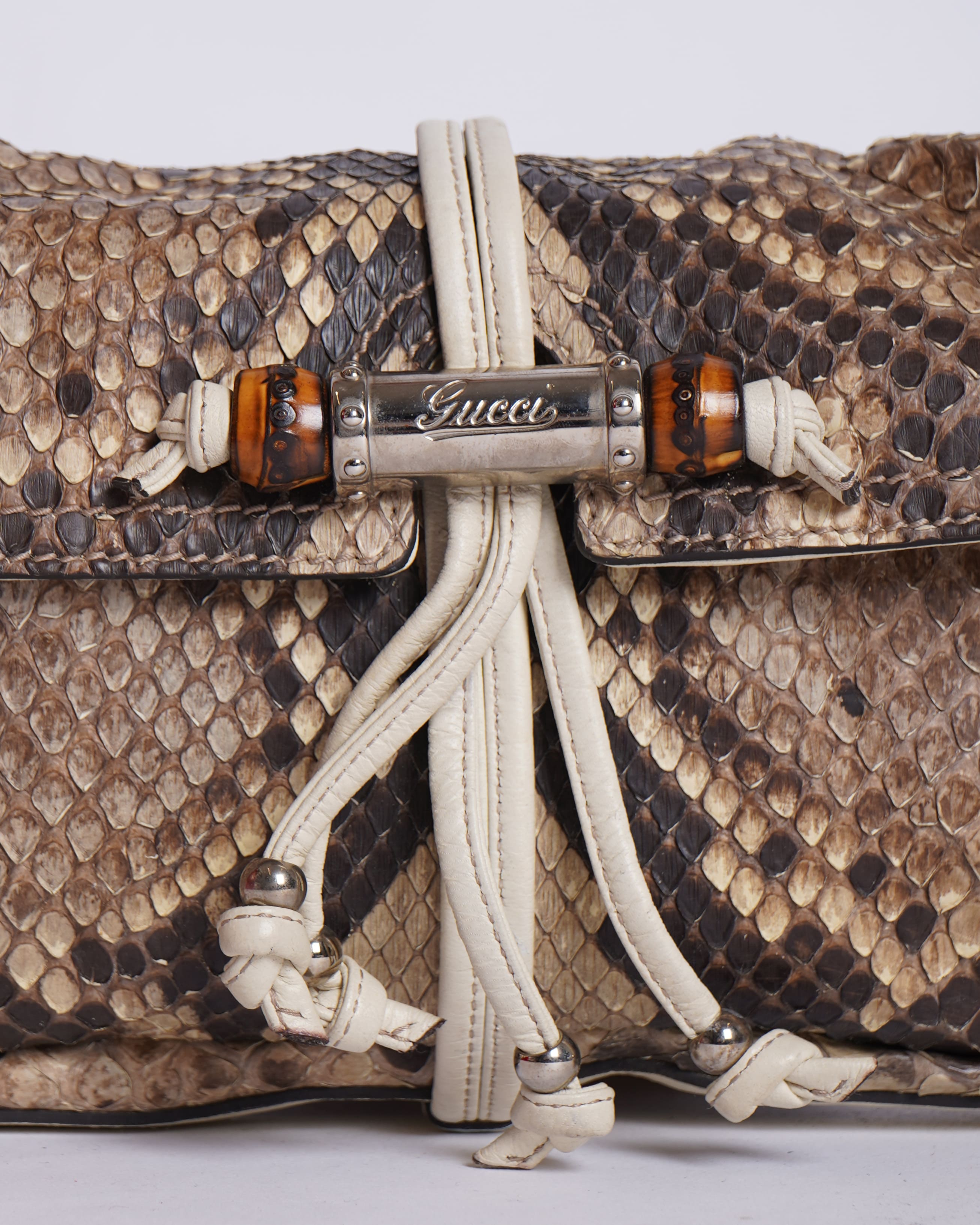 Gucci Python Bamboo Croisette Evening Bag