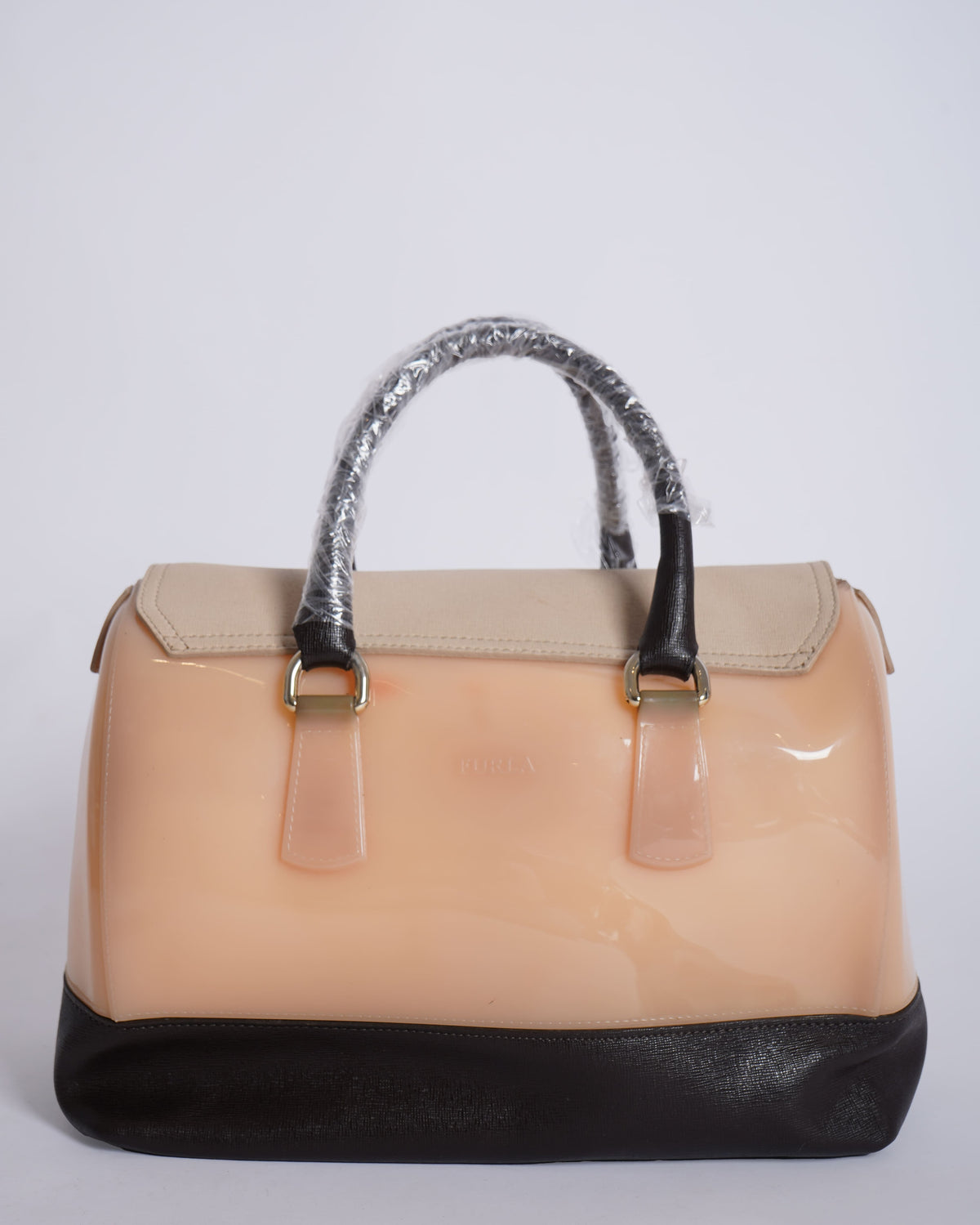 Furla Rubber and Leather Candy Flap Satchel