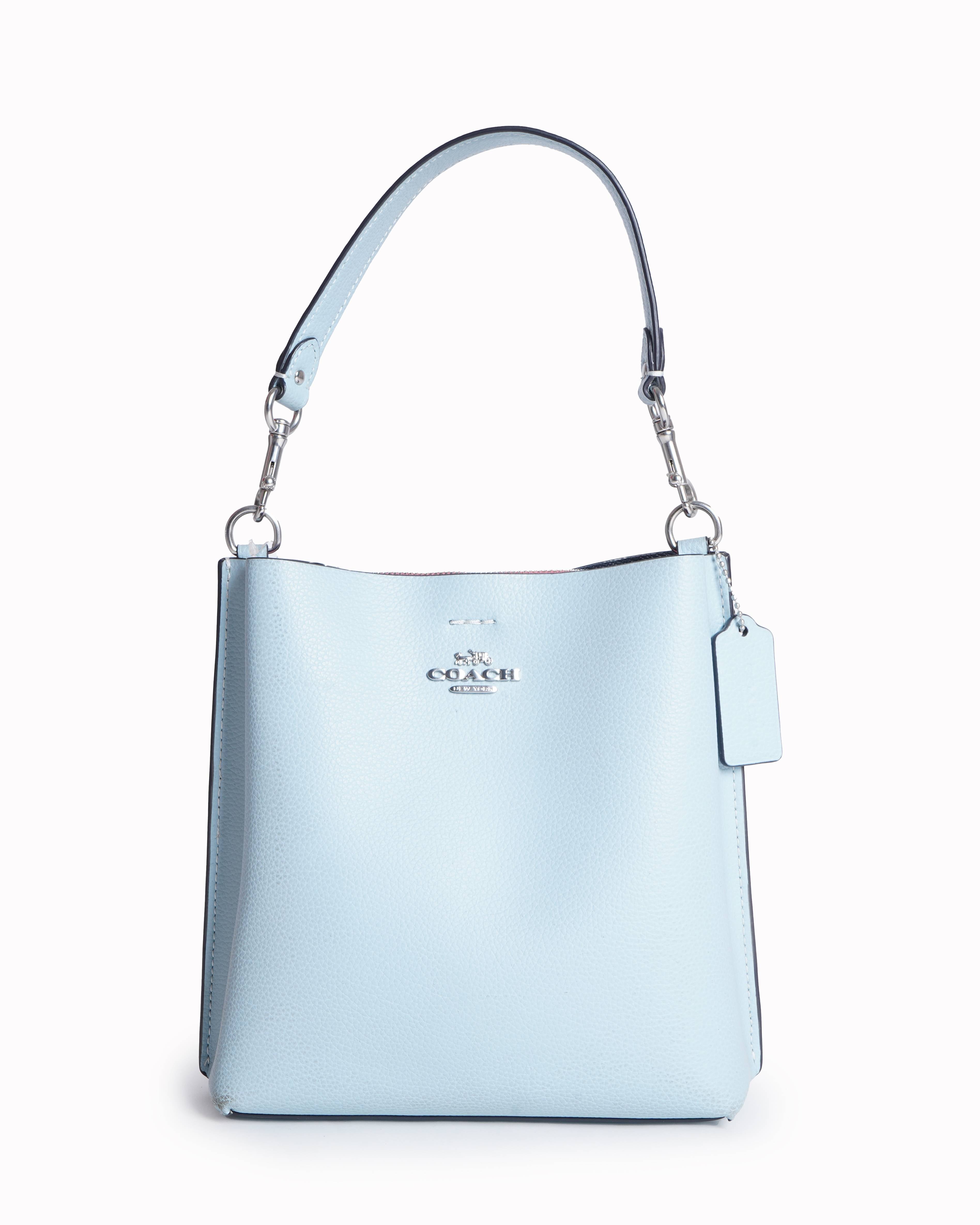 Coach Powder Blue Pebbled Leather Willow Bucket Bag
