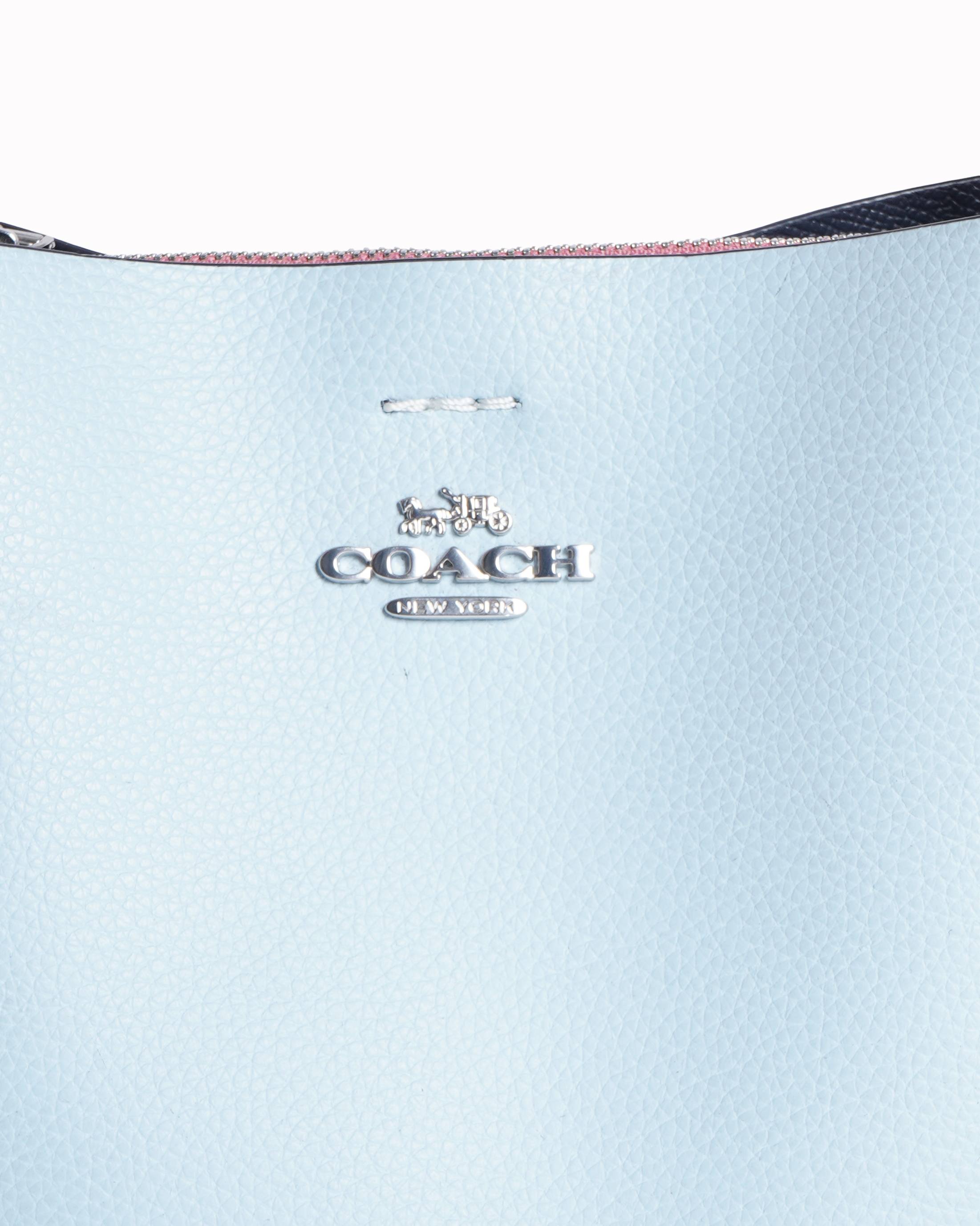 Coach Powder Blue Pebbled Leather Willow Bucket Bag