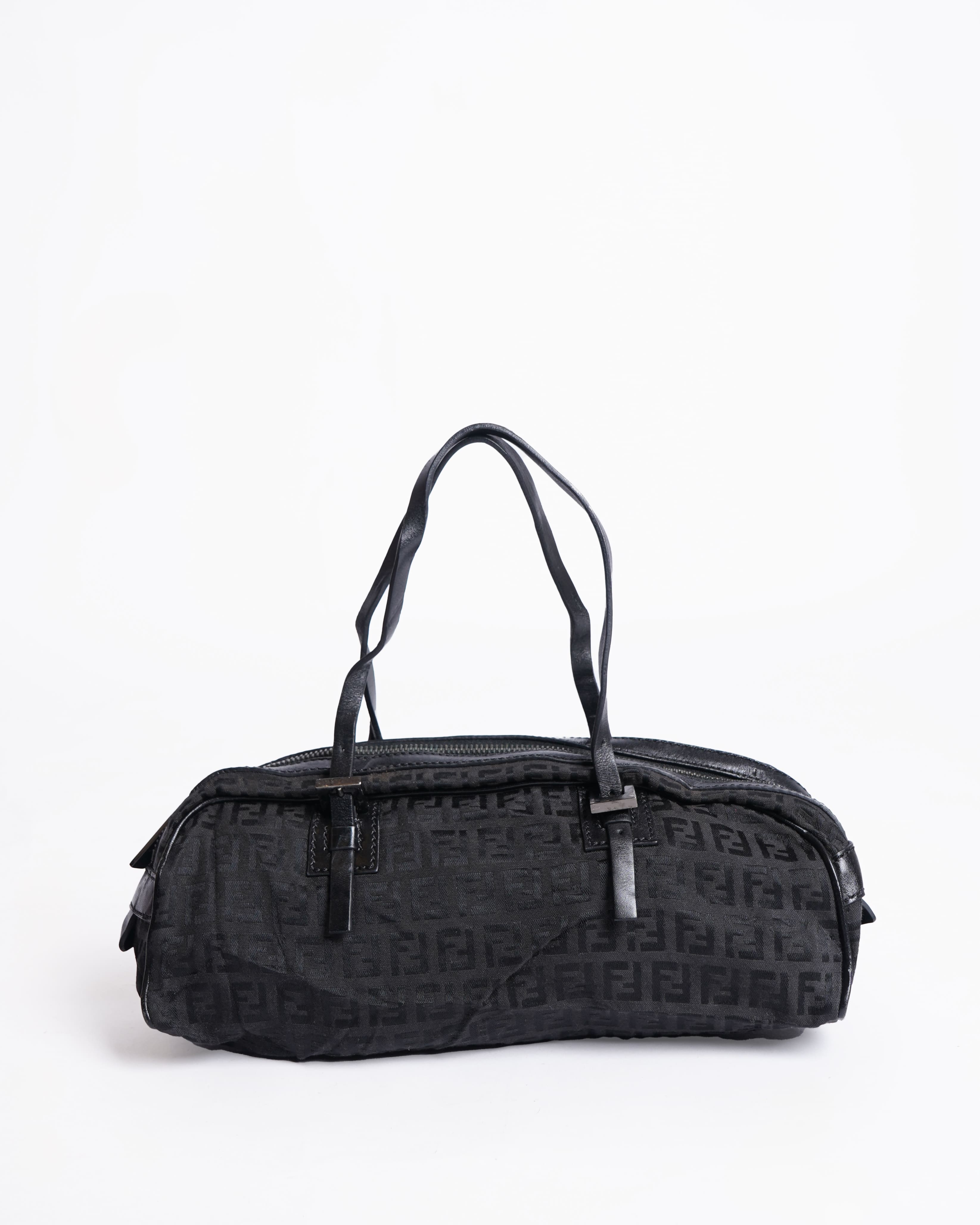 Fendi Monogram Canvas Barrel Shoulder Bag