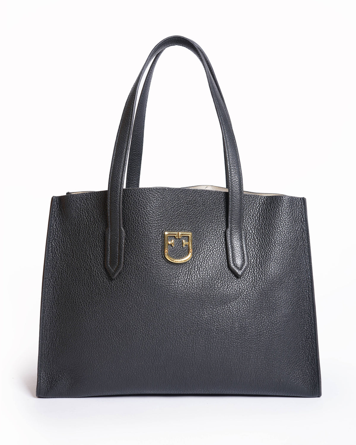 Furla black leather tote bag