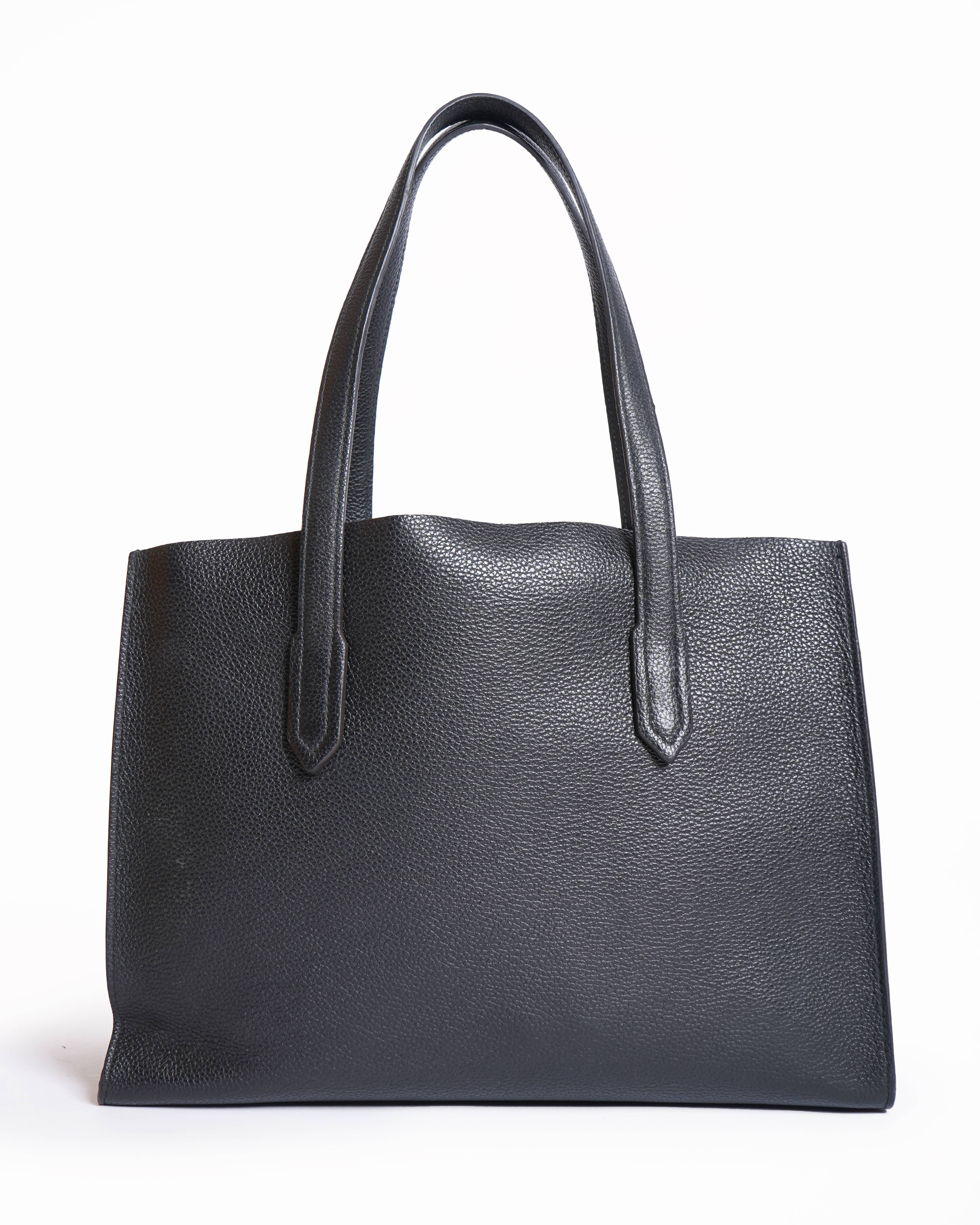 Furla black leather tote bag