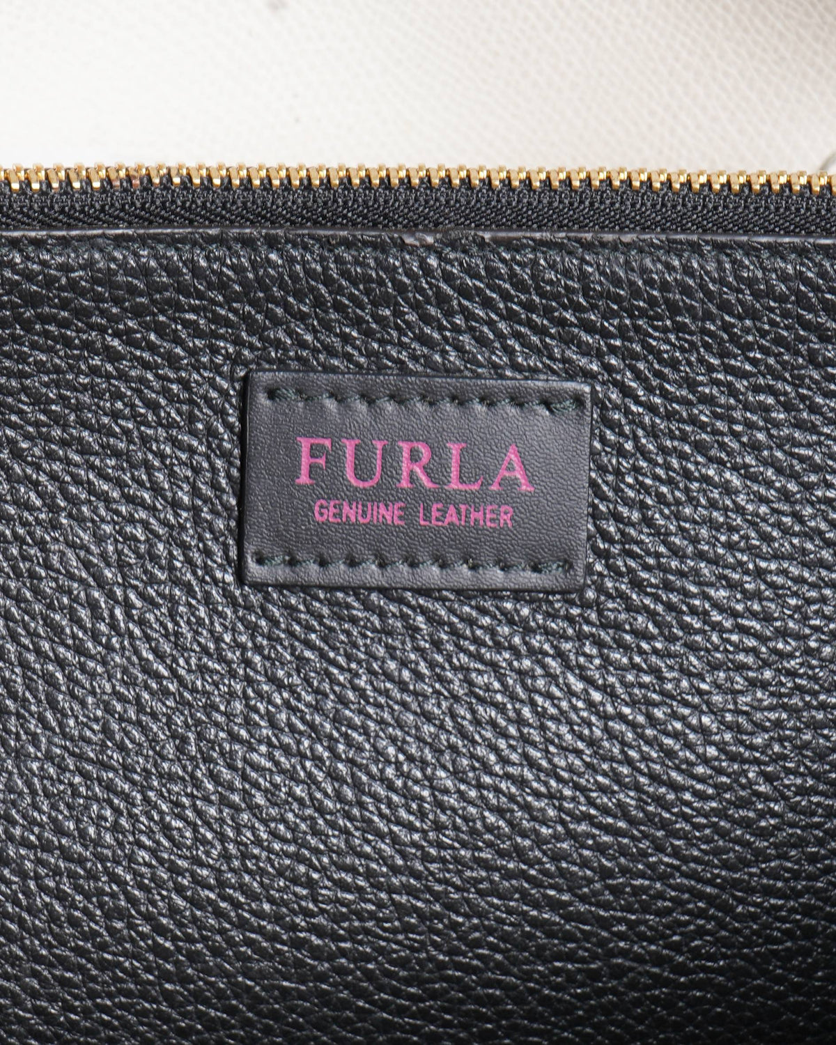 Furla black leather tote bag