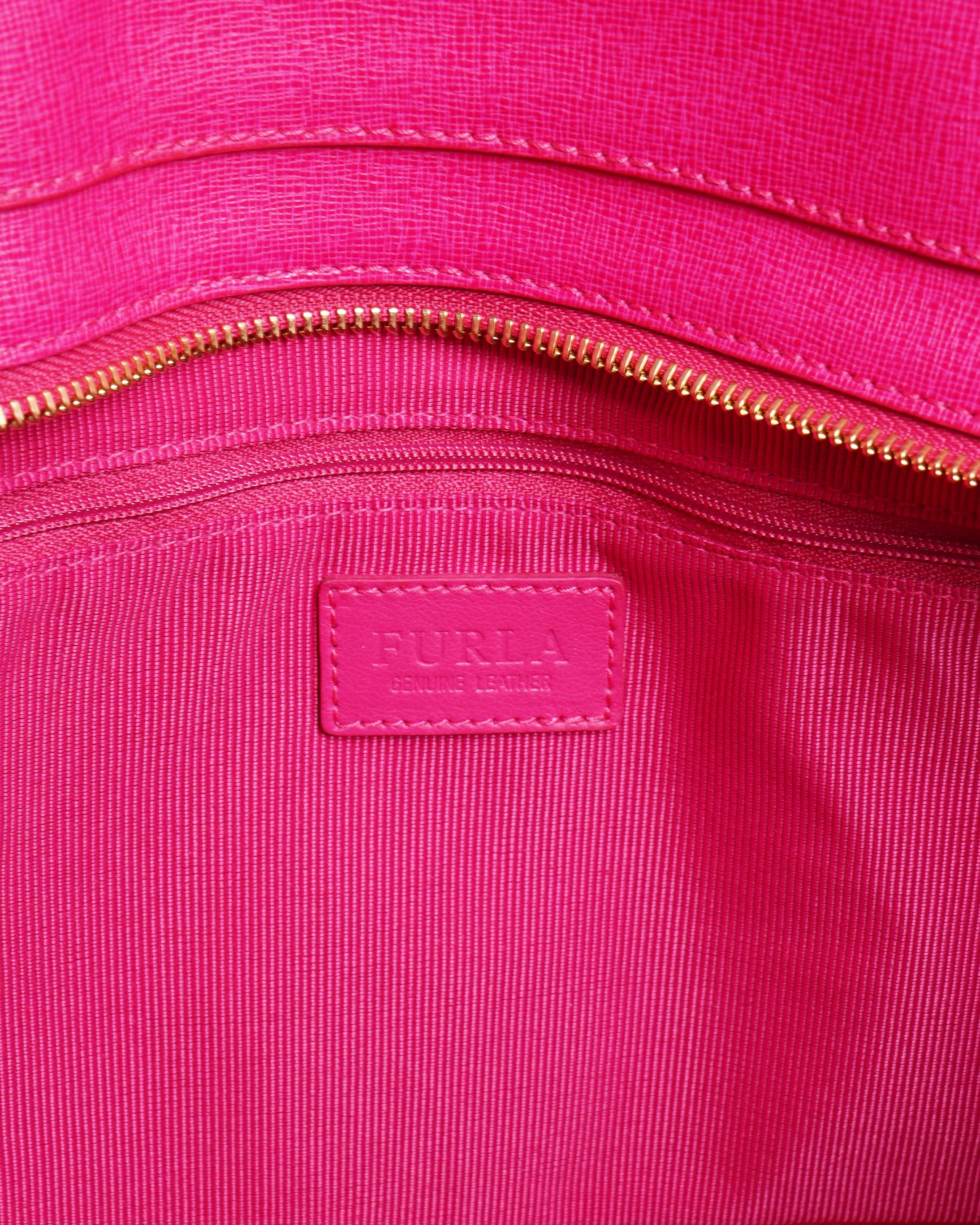 New Furla Fuchsia Pink leather tote bag
