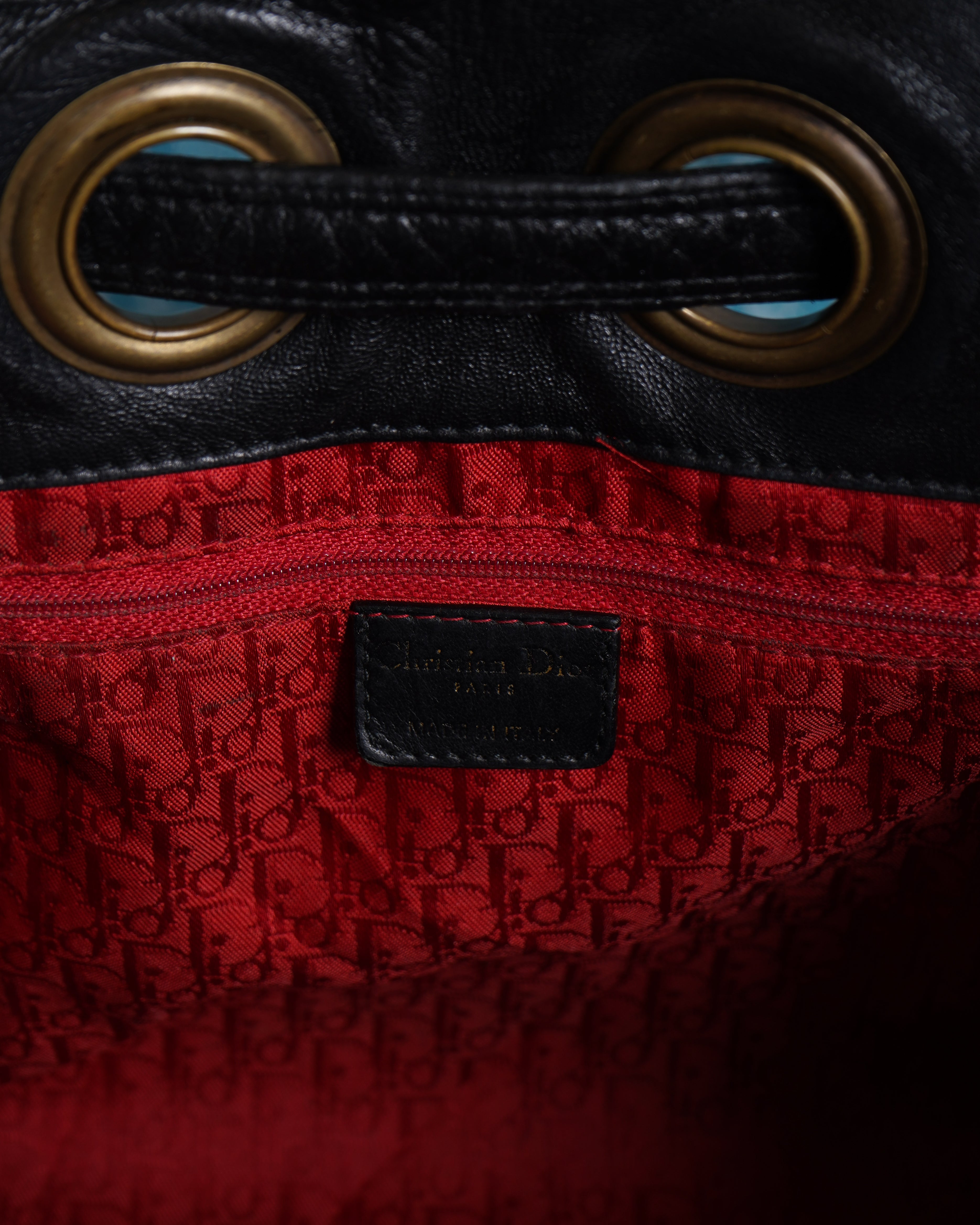 Dior Black Cannage Leather Miss Dior Drawstring Bag