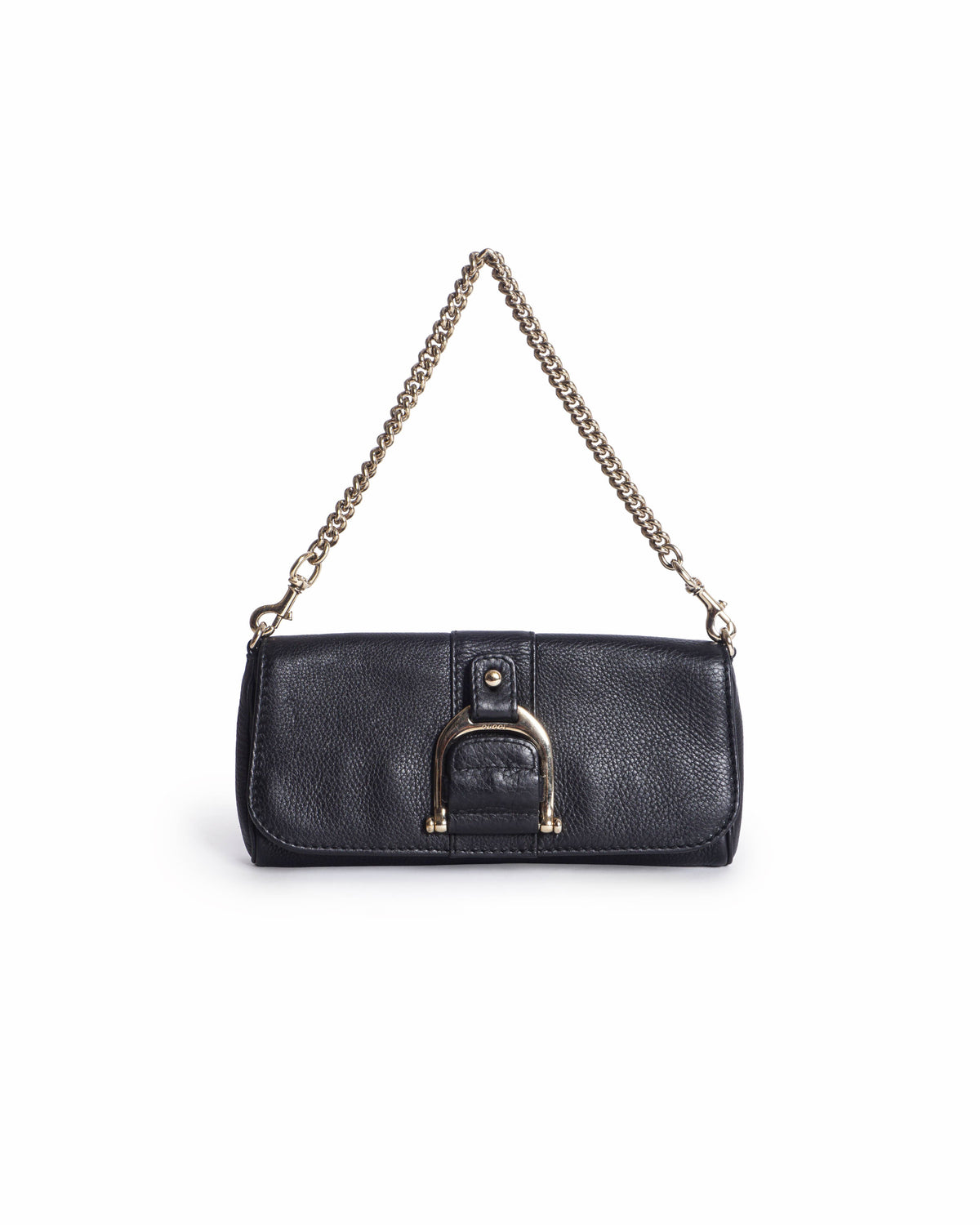 Gucci Pebbled Leather Greenwich Clutch with Chain