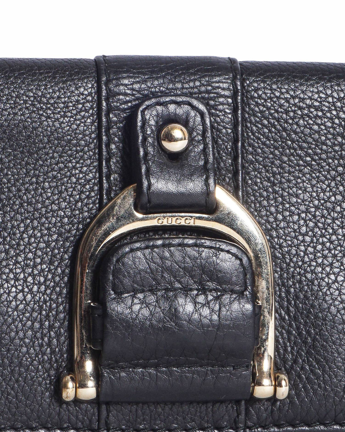Gucci Pebbled Leather Greenwich Clutch with Chain