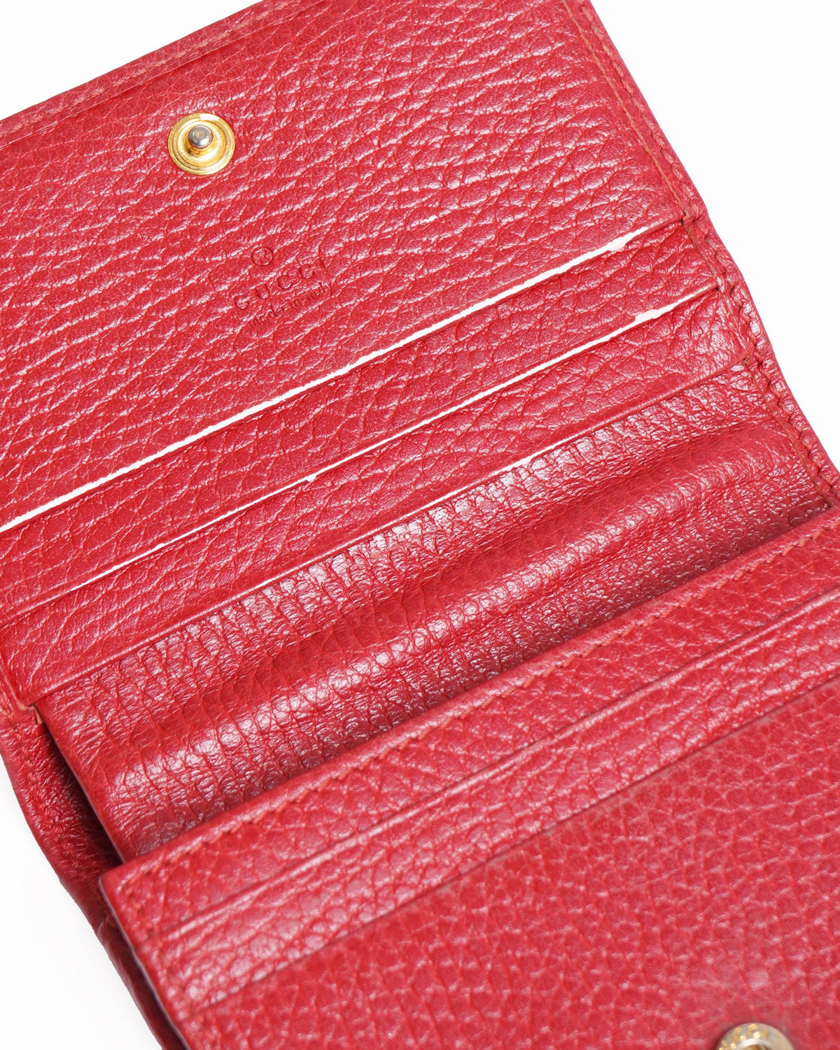 Gucci Red Leather GG Marmont Flap Card + wallet