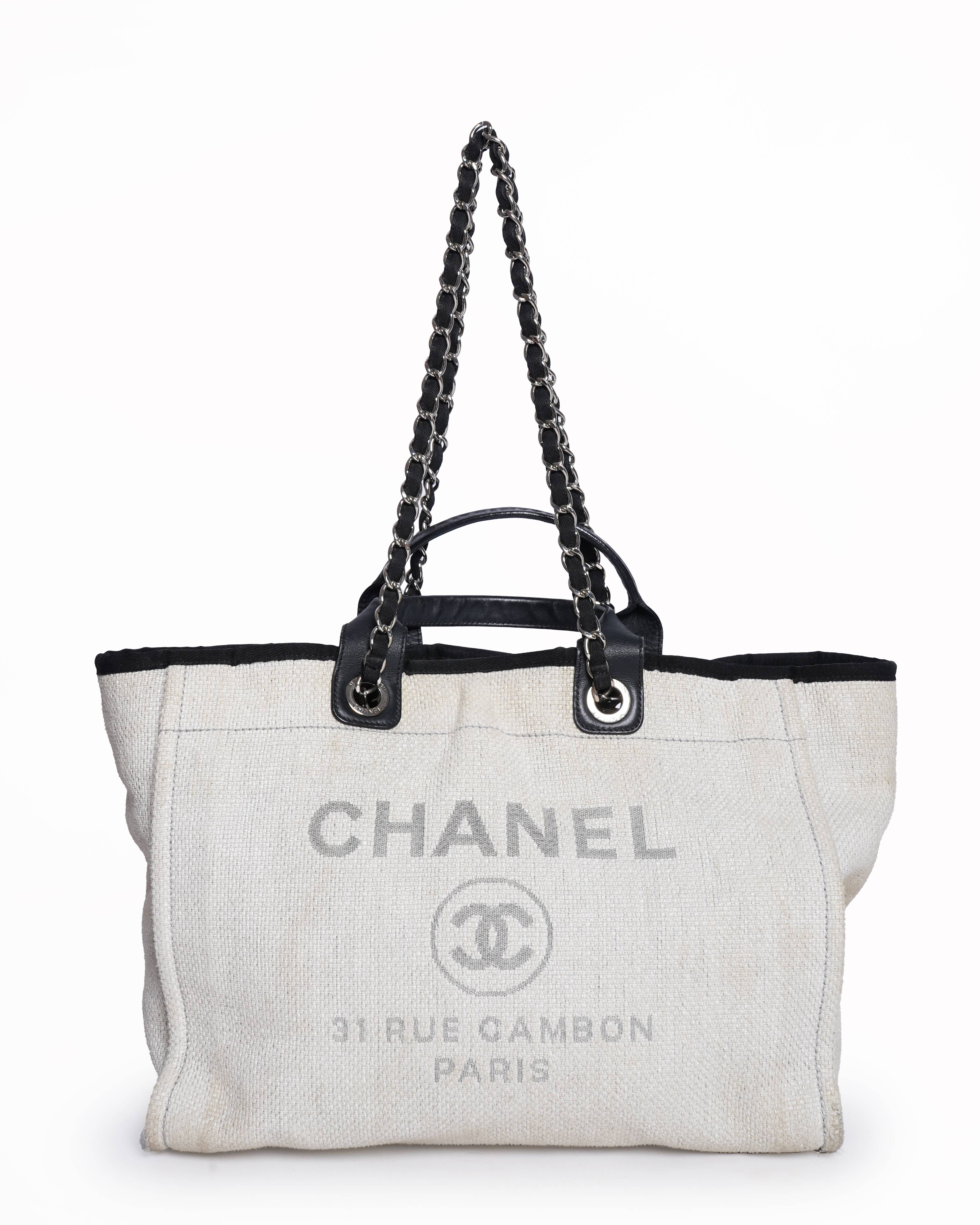 Chanel deauville rue cambon canvas tote bag