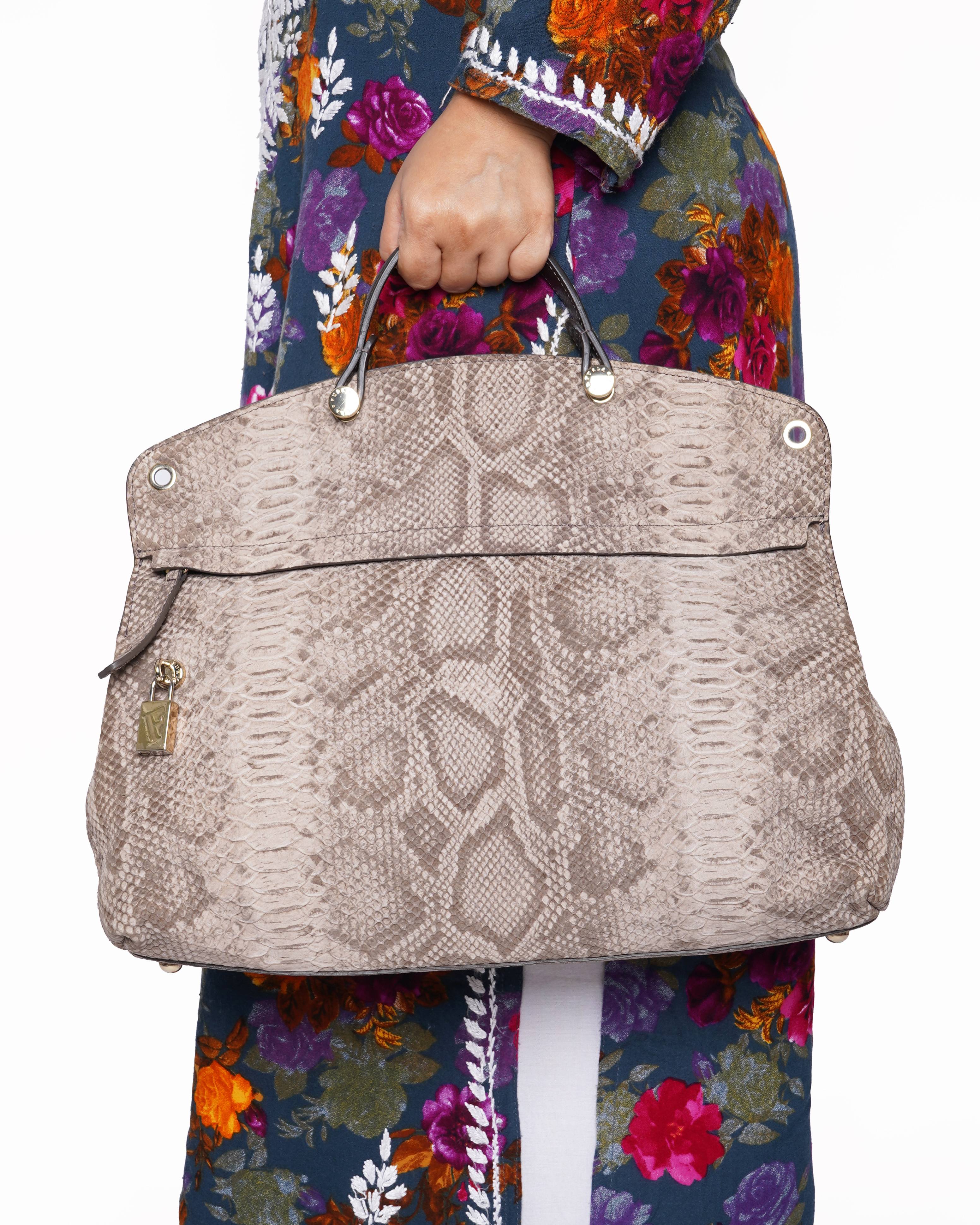 Furla 
Snake Embossed Leather Shoulder Bag