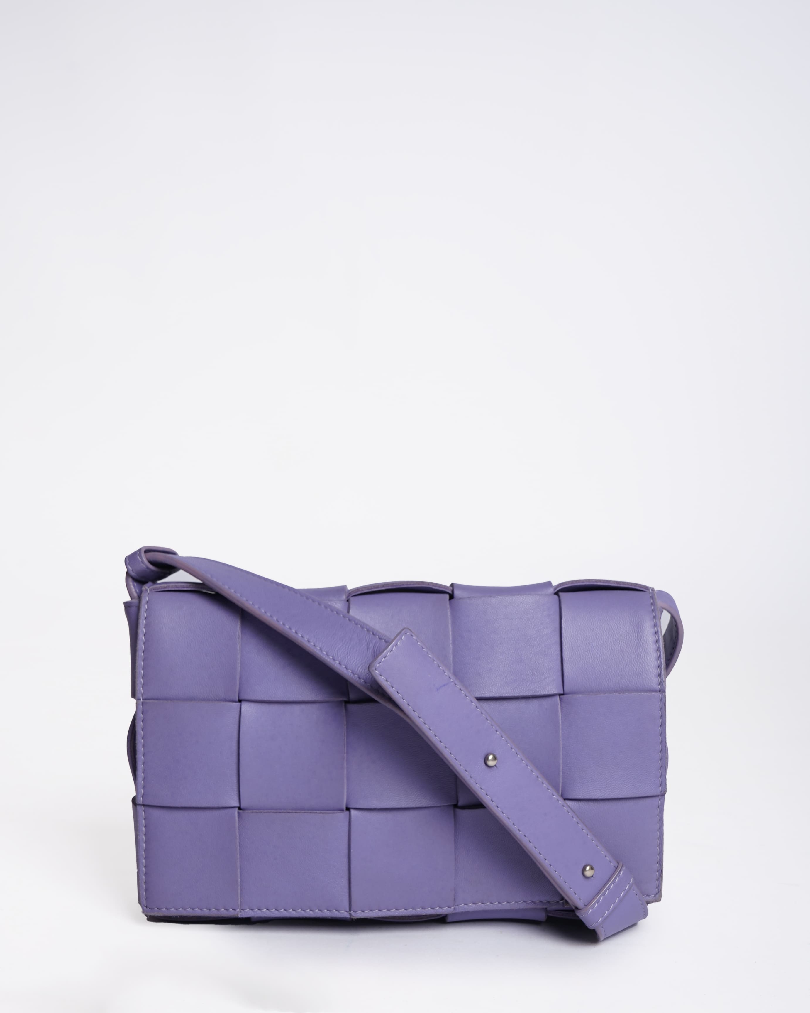 Bottega Veneta Small Purple Intrecciato Leather Cassette Shoulder Bag