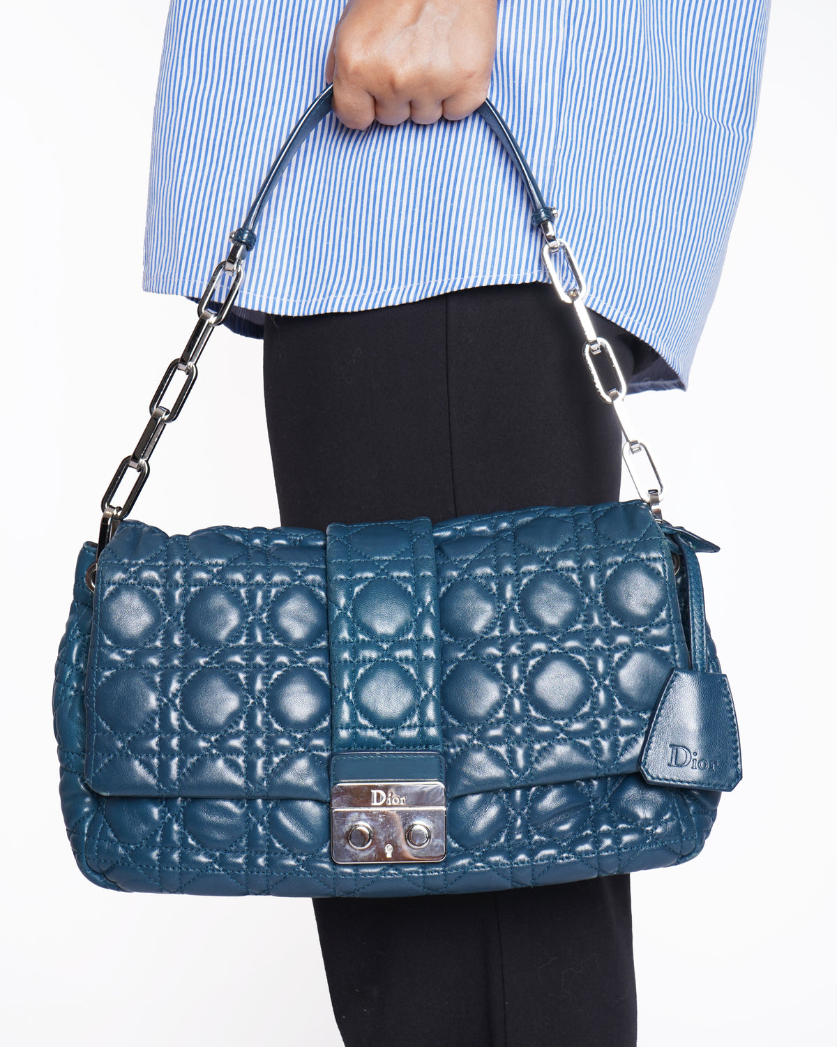 Christian Dior lambskin cannage new lock flap shoulder bag