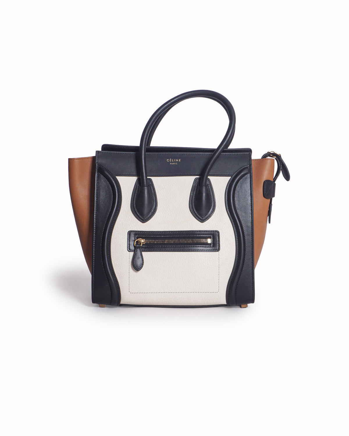 Céline Tri-Color Pebbled Calfskin Luggage Tote