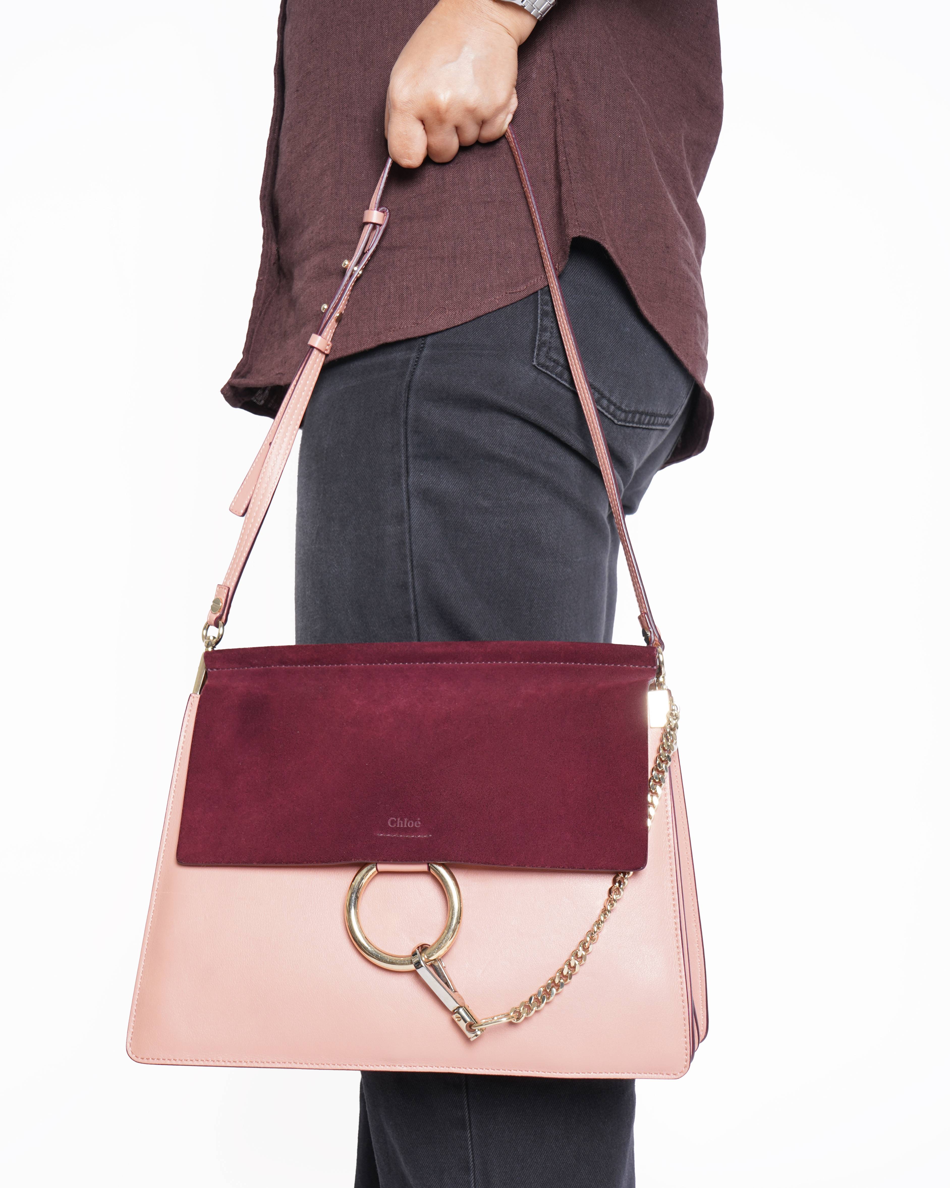 Chloé Faye Shoulder Bag In Peach & Magenta