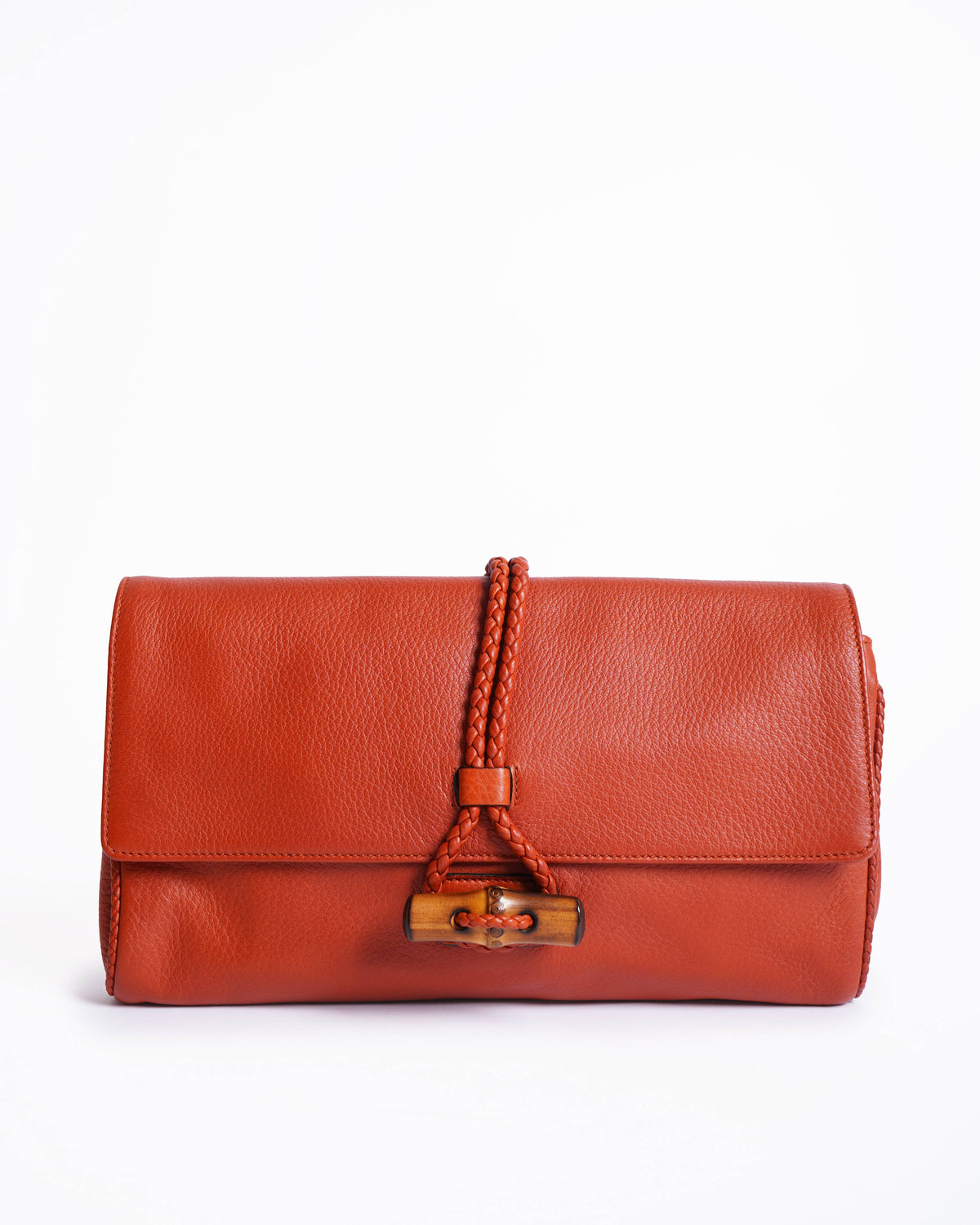 Gucci orange hip bamboo clutch