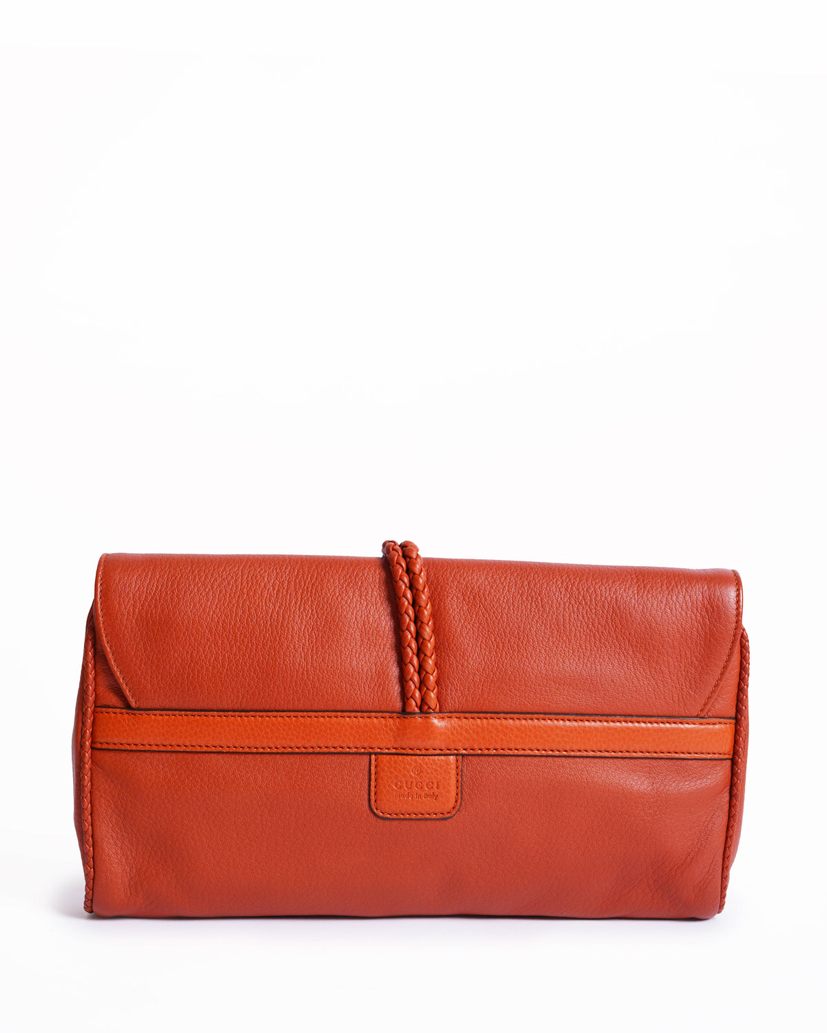 Gucci orange hip bamboo clutch
