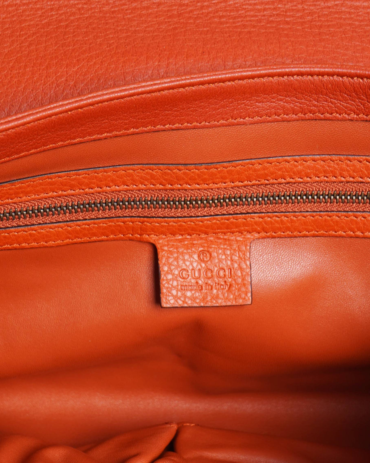 Gucci orange hip bamboo clutch