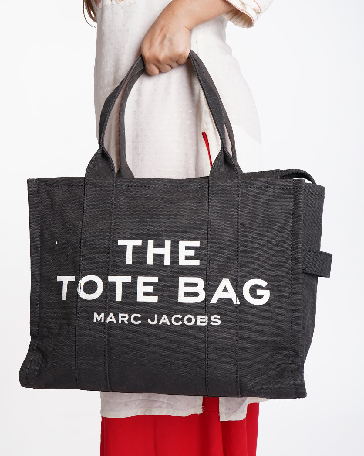Marc jacobs canvas black tote bag