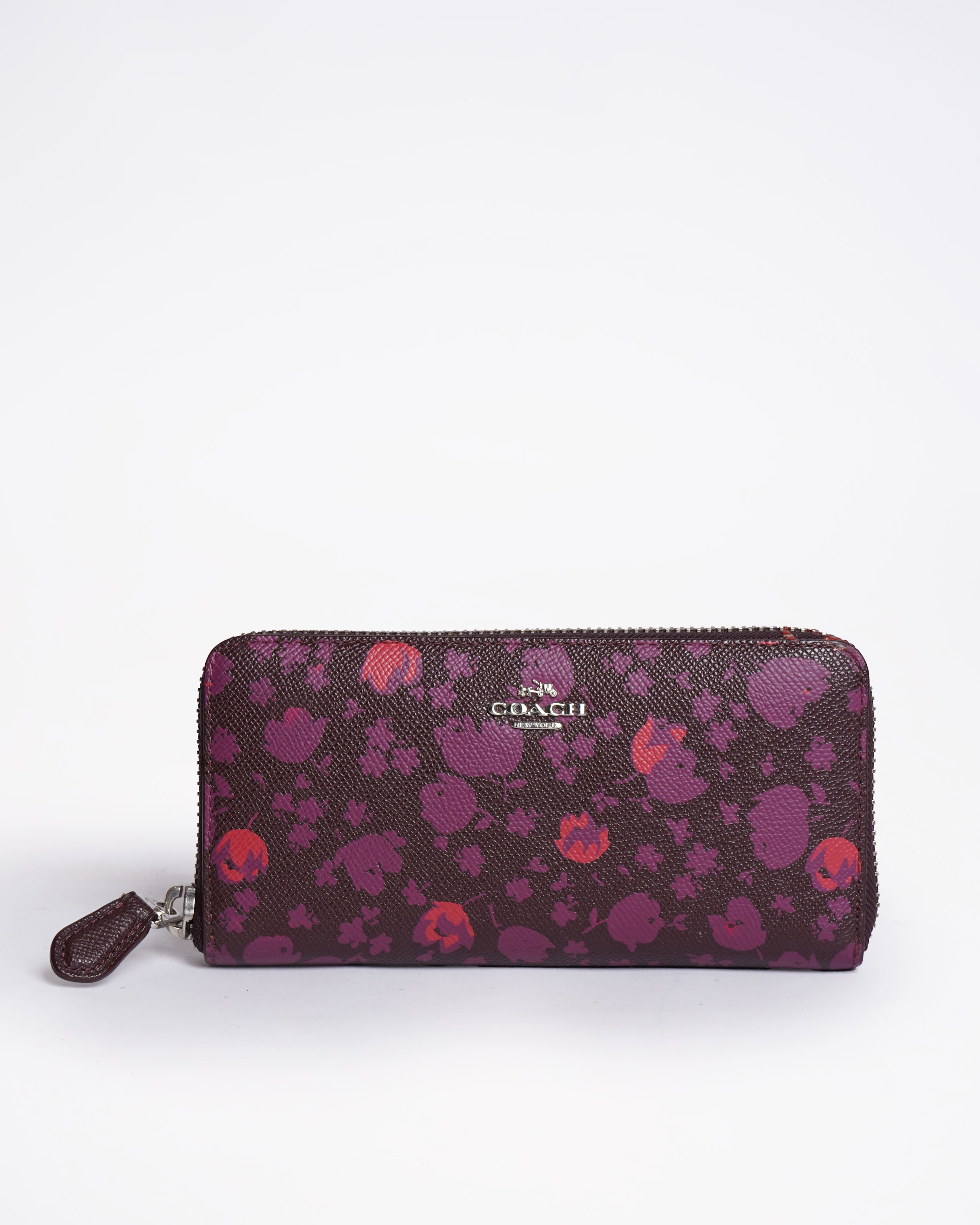 Coach calico floral print zip around wallet