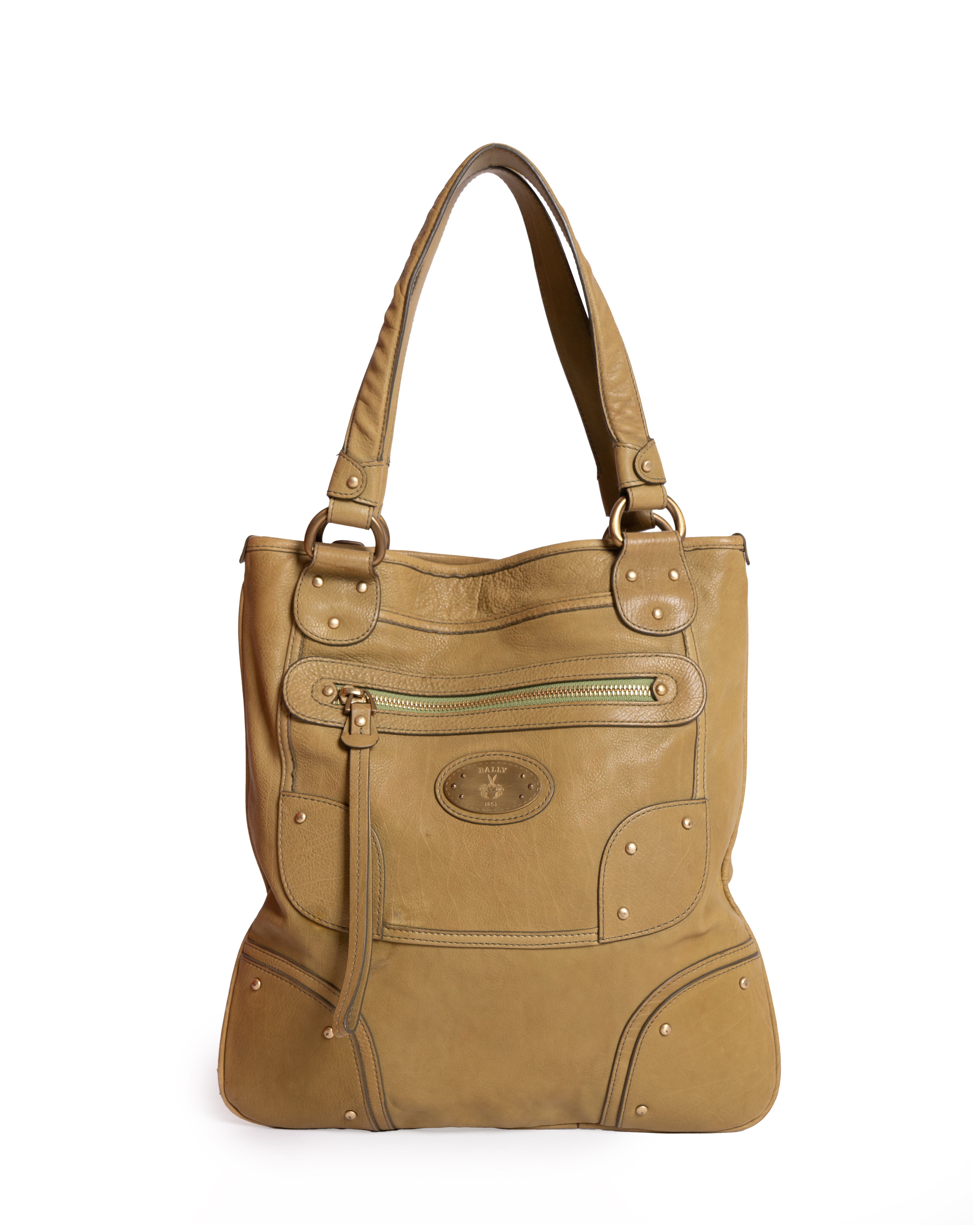 Bally Leather Handbag in Olive Green