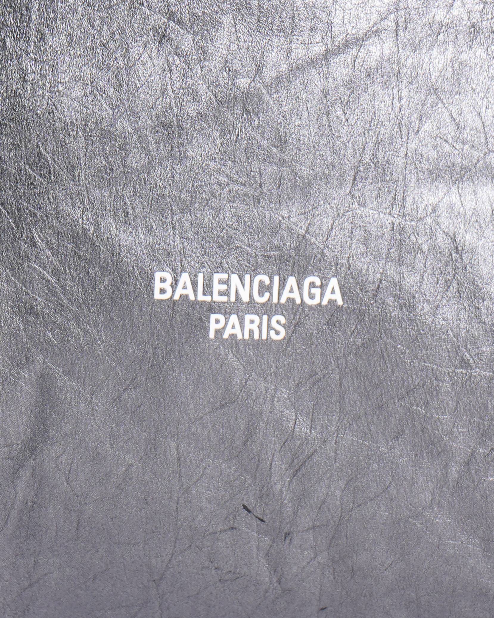 Balenciaga Crush Metallic Silver leather shoulder bag