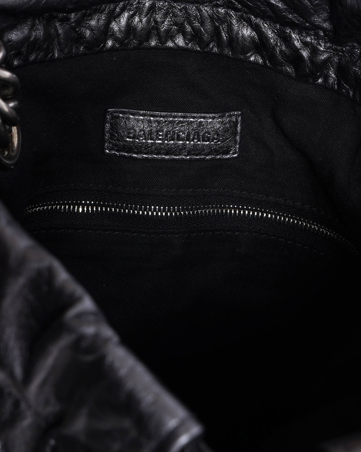 Balenciaga Crush Metallic Silver leather shoulder bag