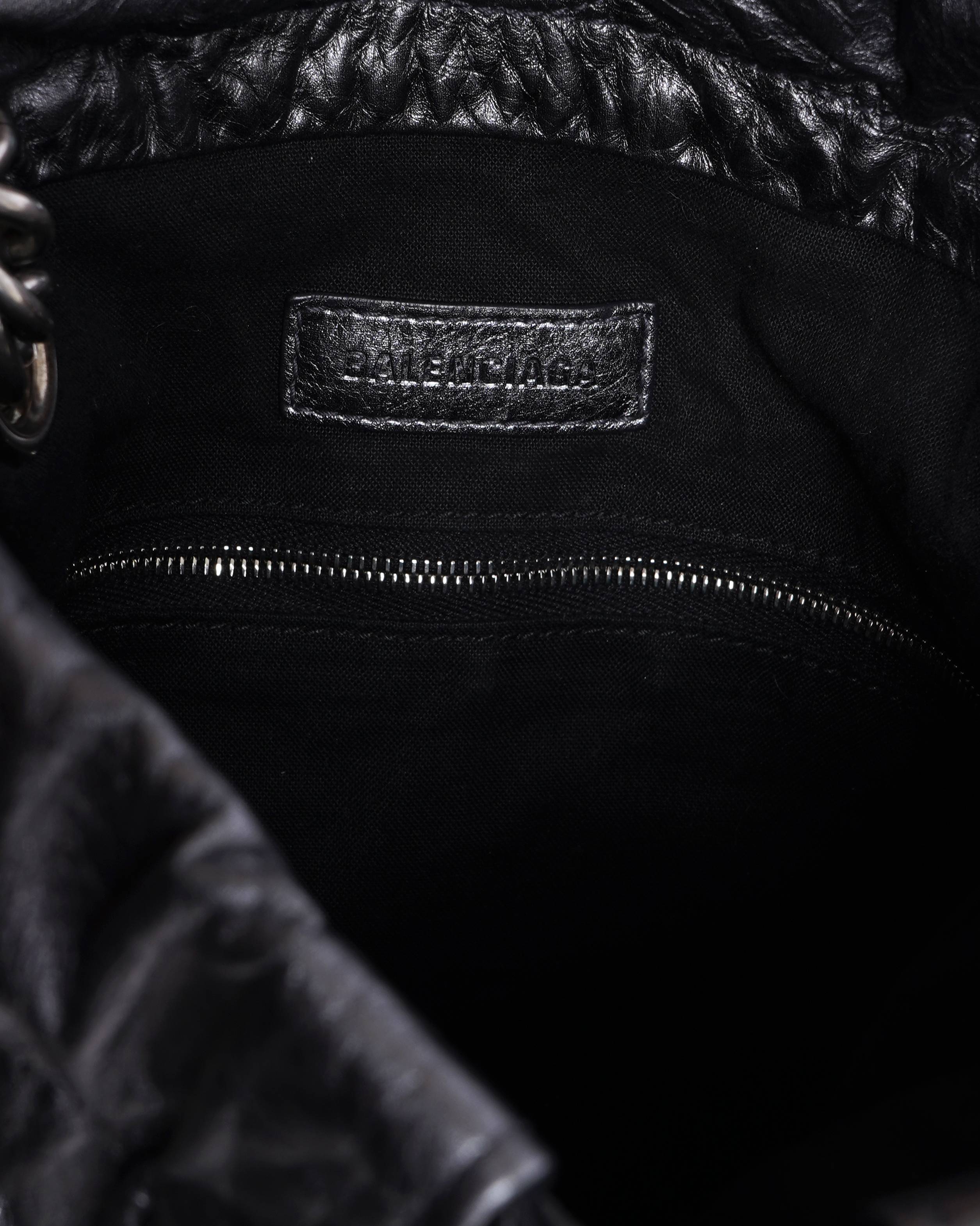 Balenciaga Crush Metallic Silver leather shoulder bag