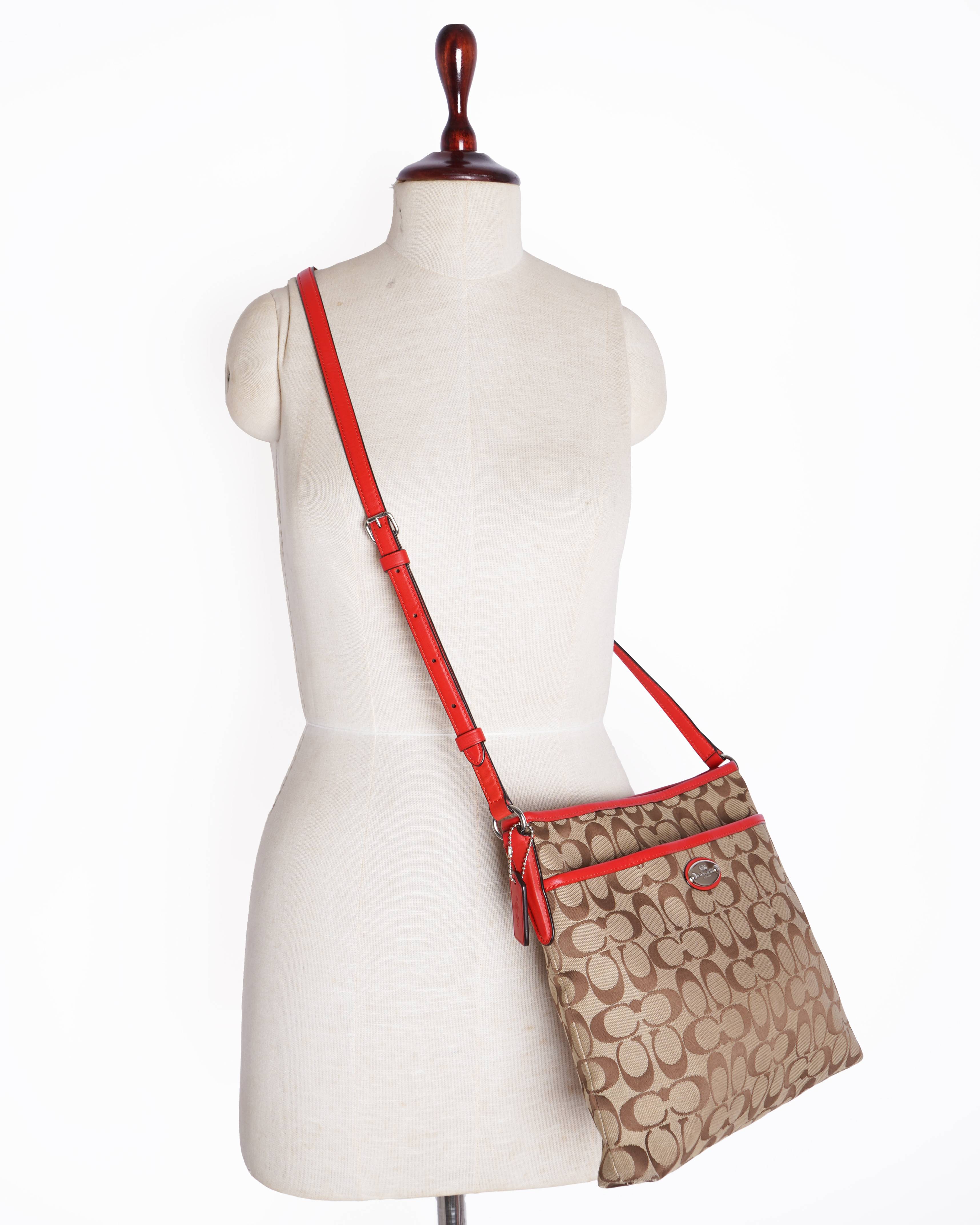 Coach Monogram Canvas & Leaher Shoulder Bag