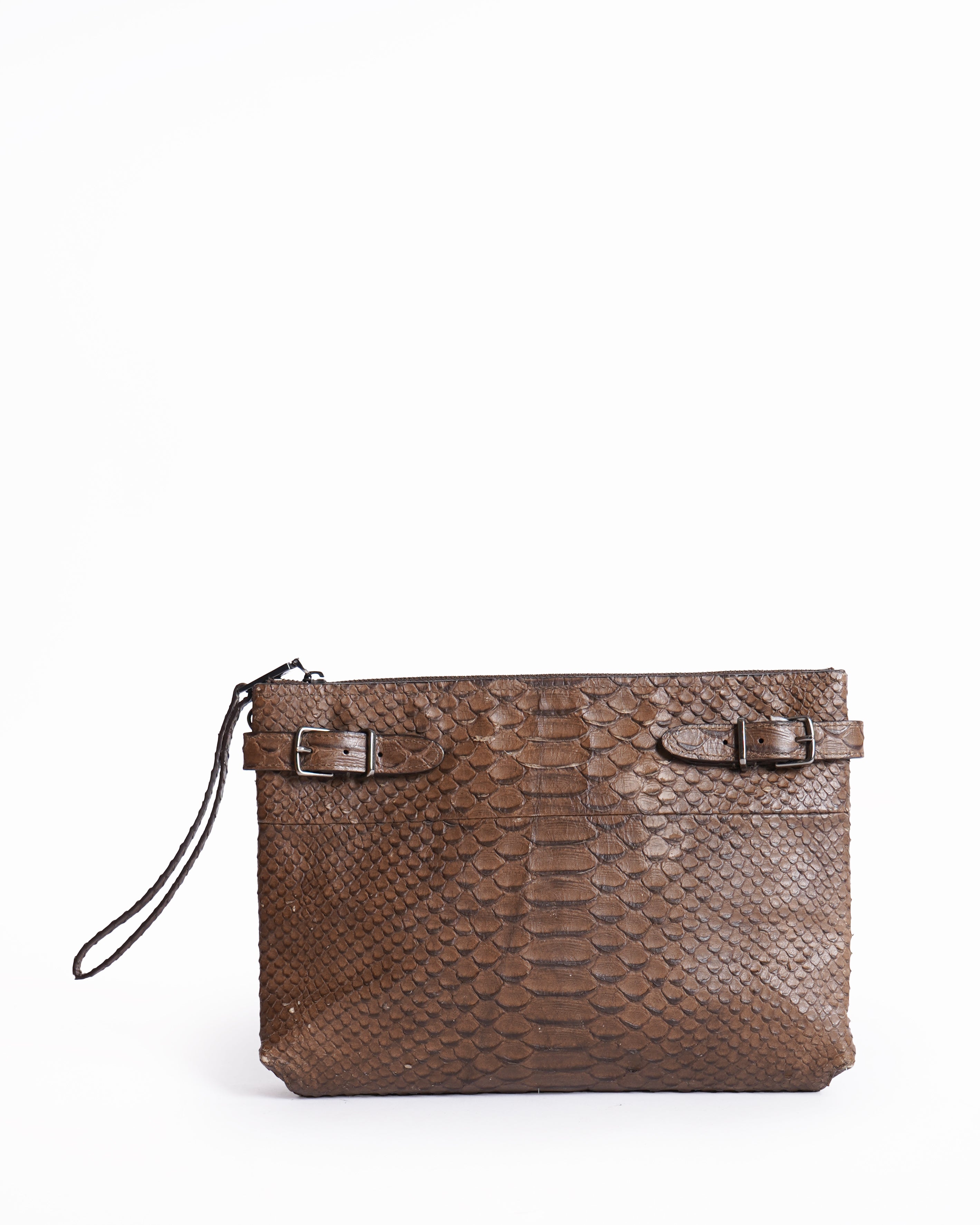 Coach Embossed Clutch Bag In Brown