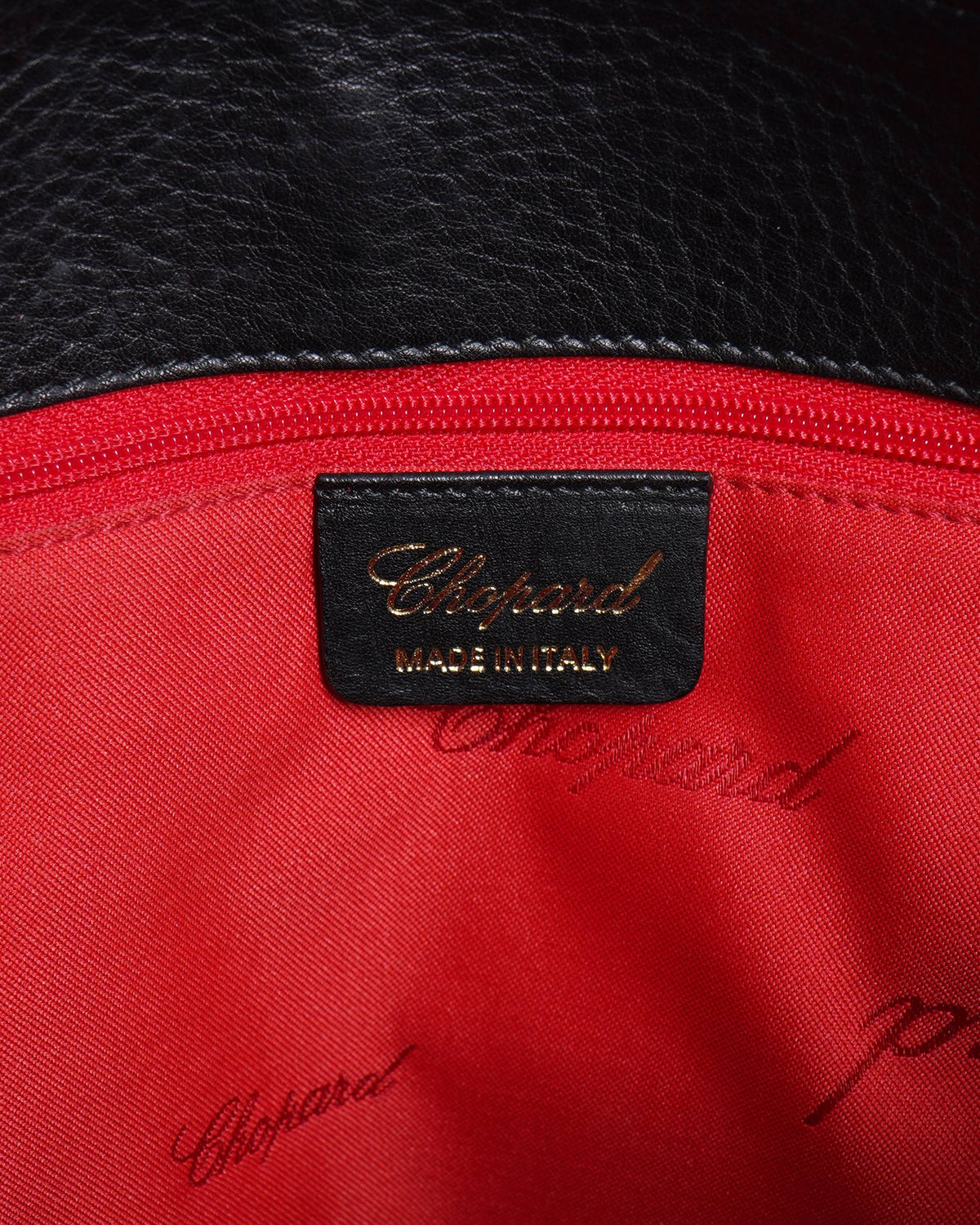 Chopard Genève black and red leather handbag