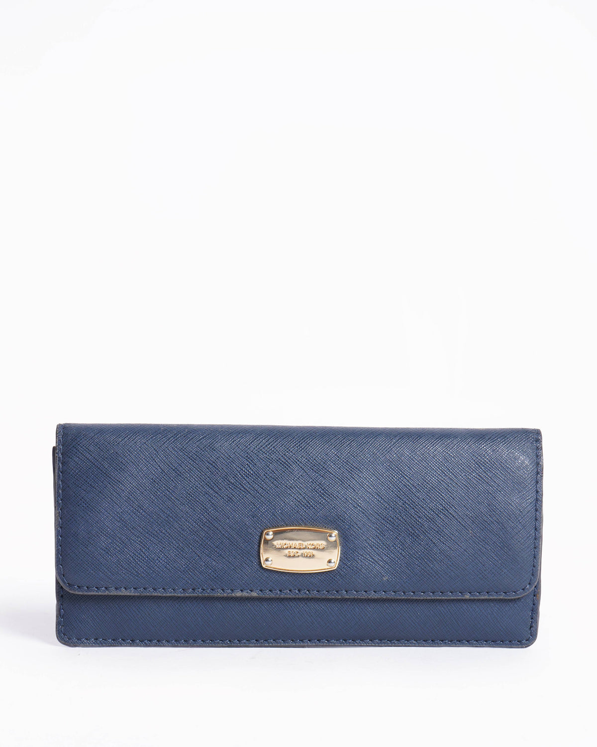 Michael Kors Deep Navy Blue Leather Flap Continental Wallet in Blue