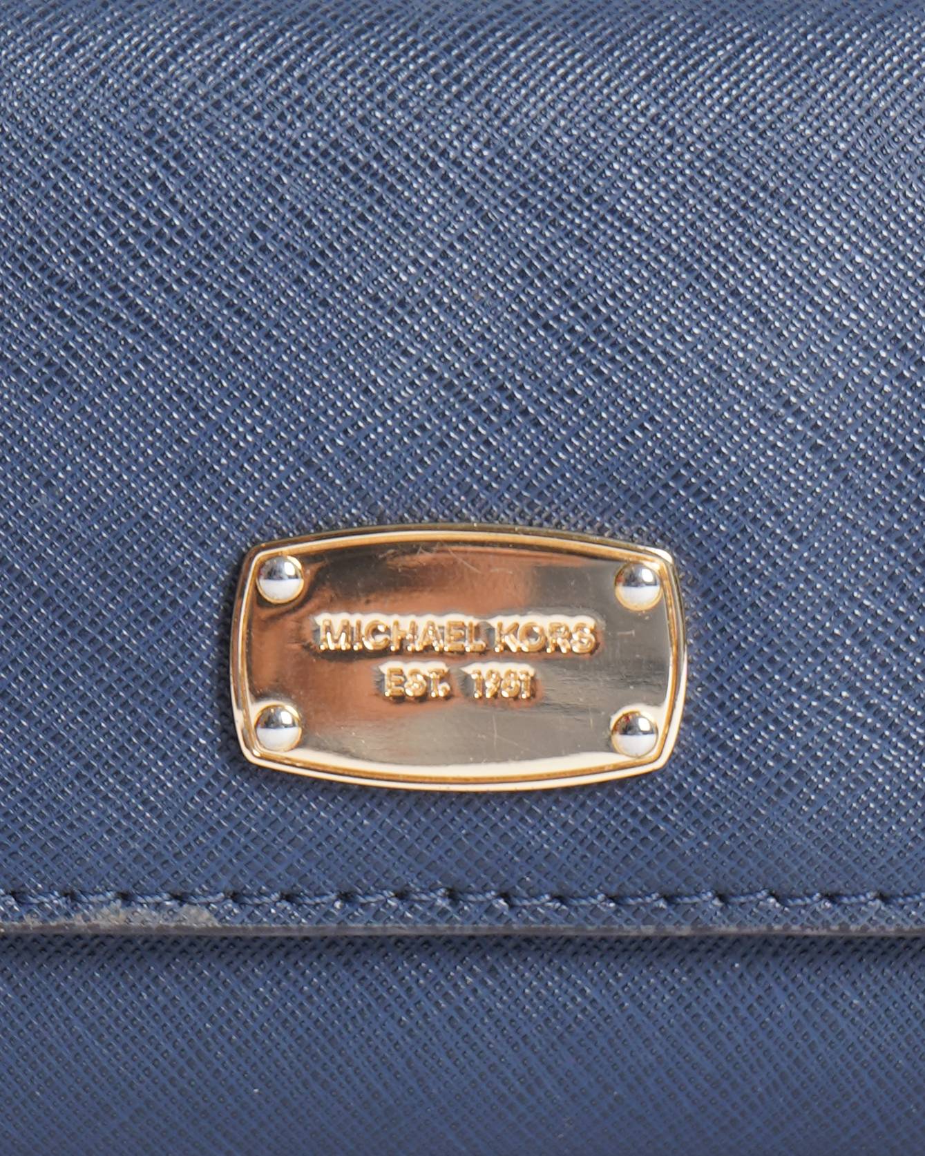 Michael Kors Deep Navy Blue Leather Flap Continental Wallet in Blue
