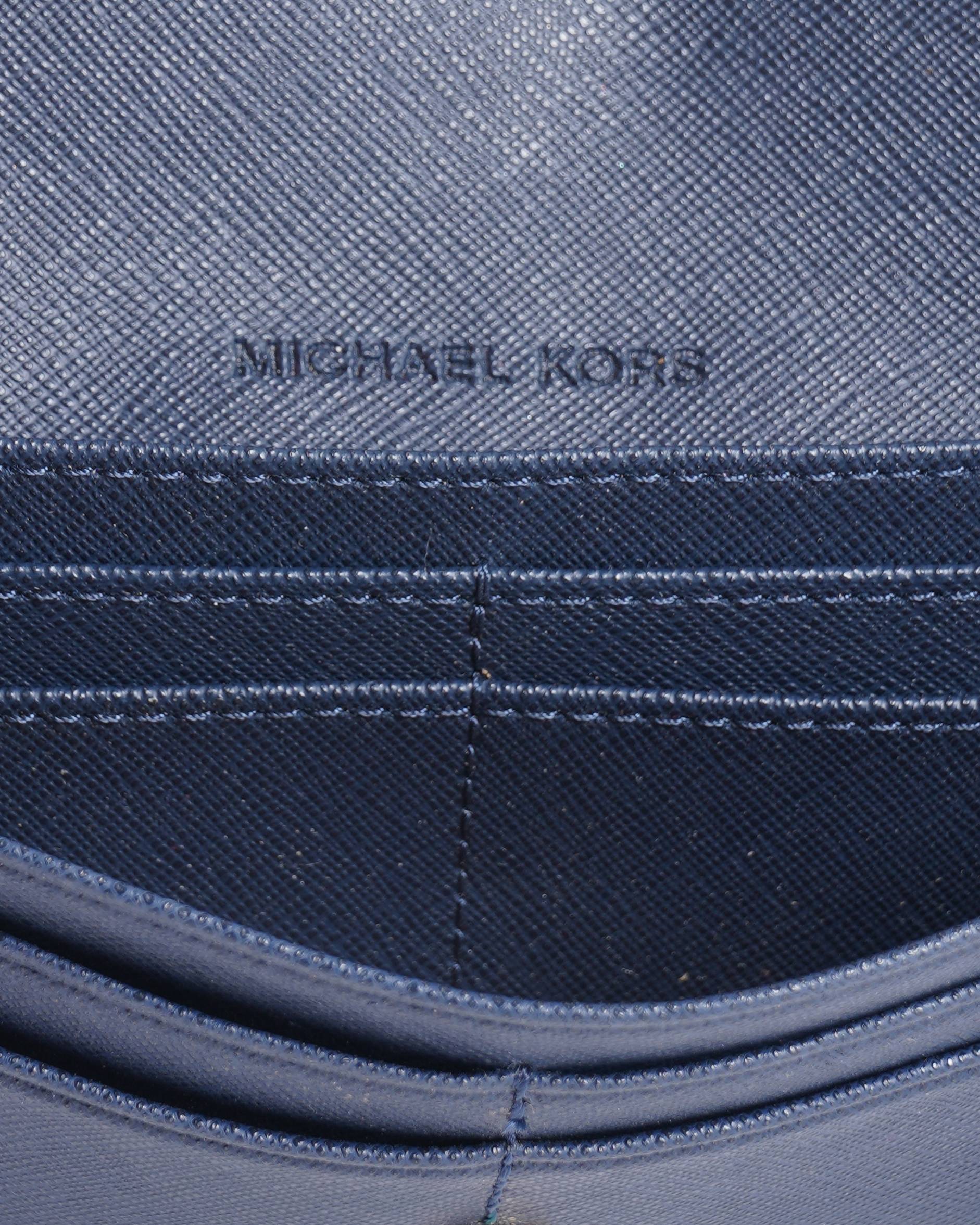 Michael Kors Deep Navy Blue Leather Flap Continental Wallet in Blue