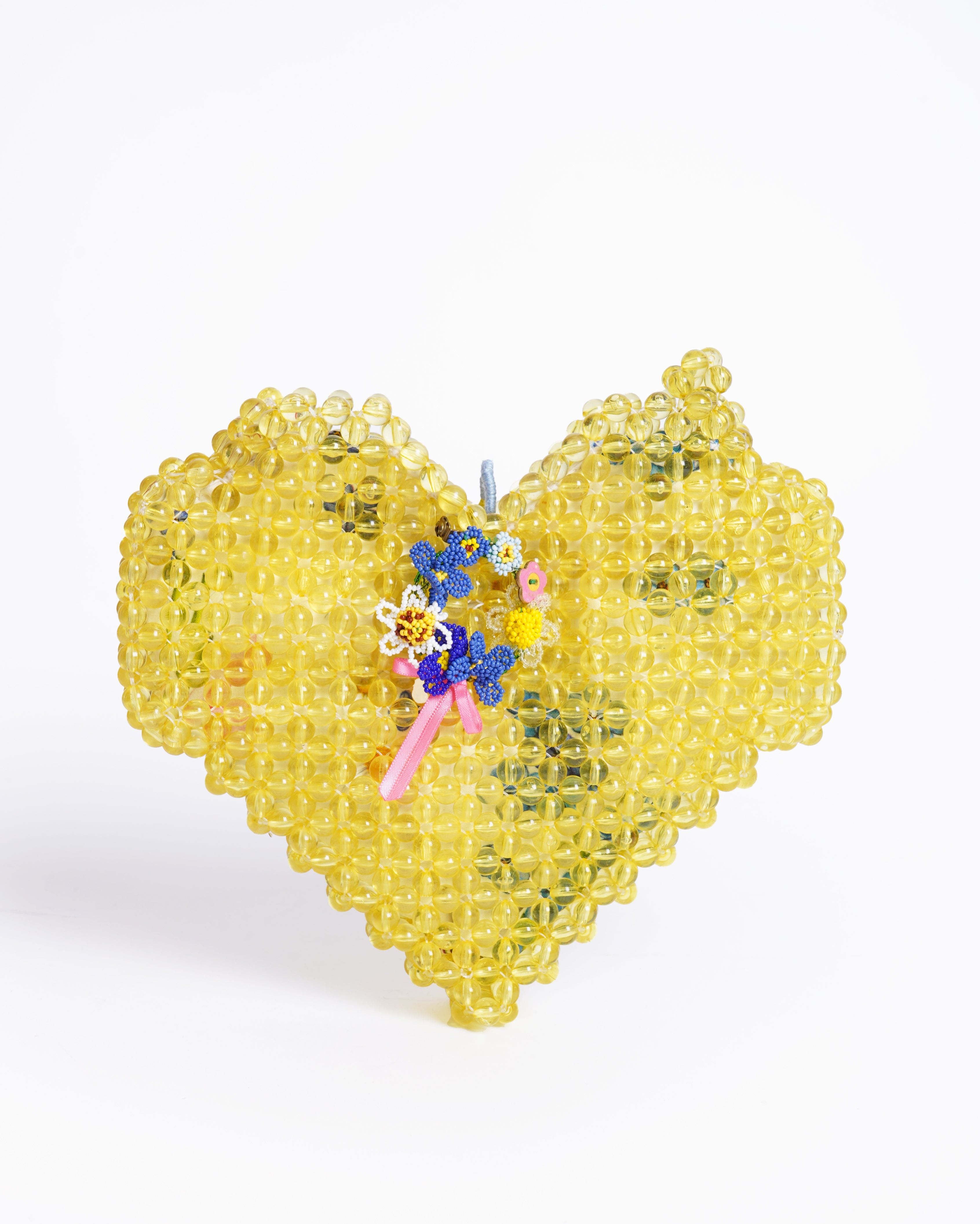 Pero Beaded Hear Bag In Yellow