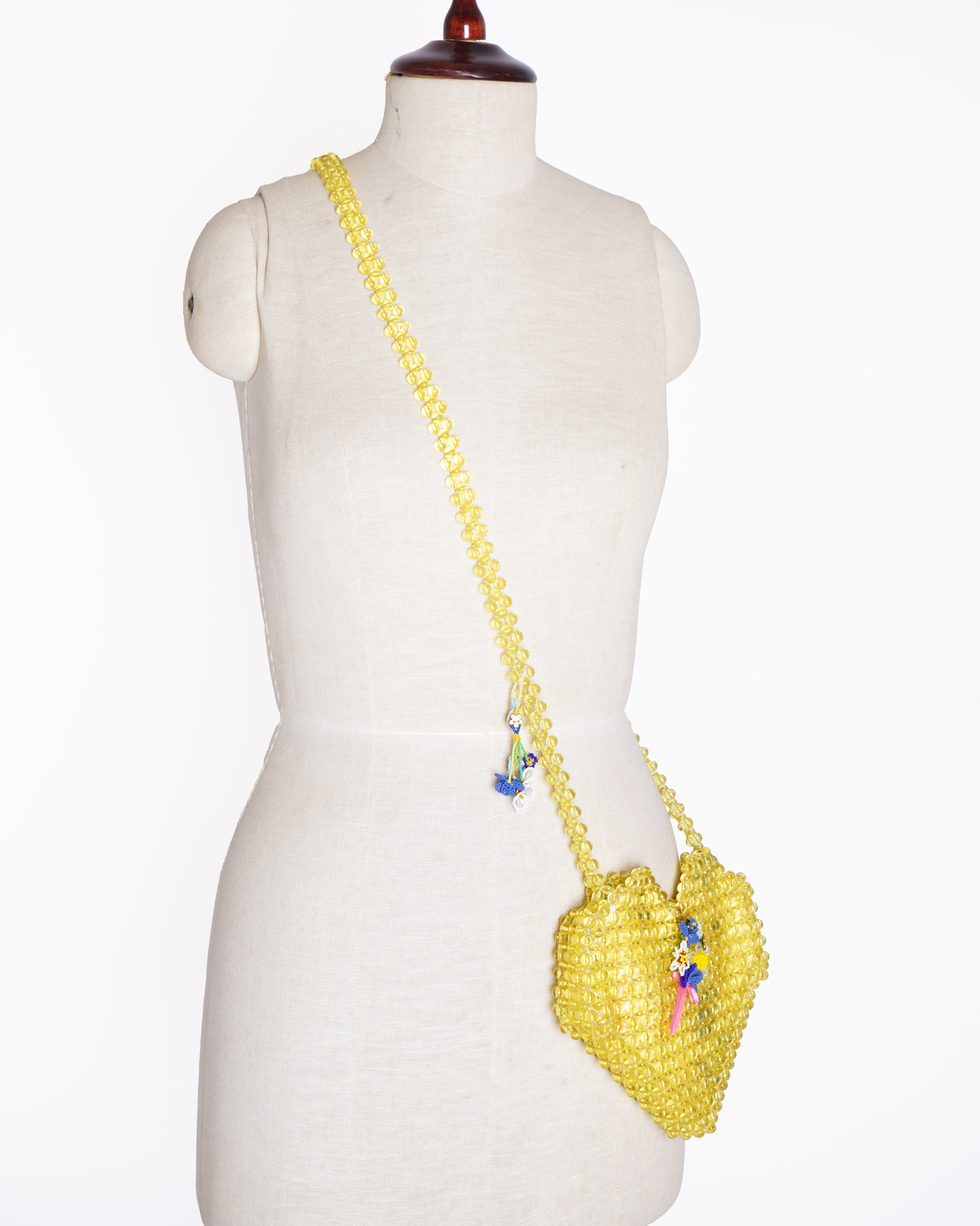 Pero Beaded Hear Bag In Yellow