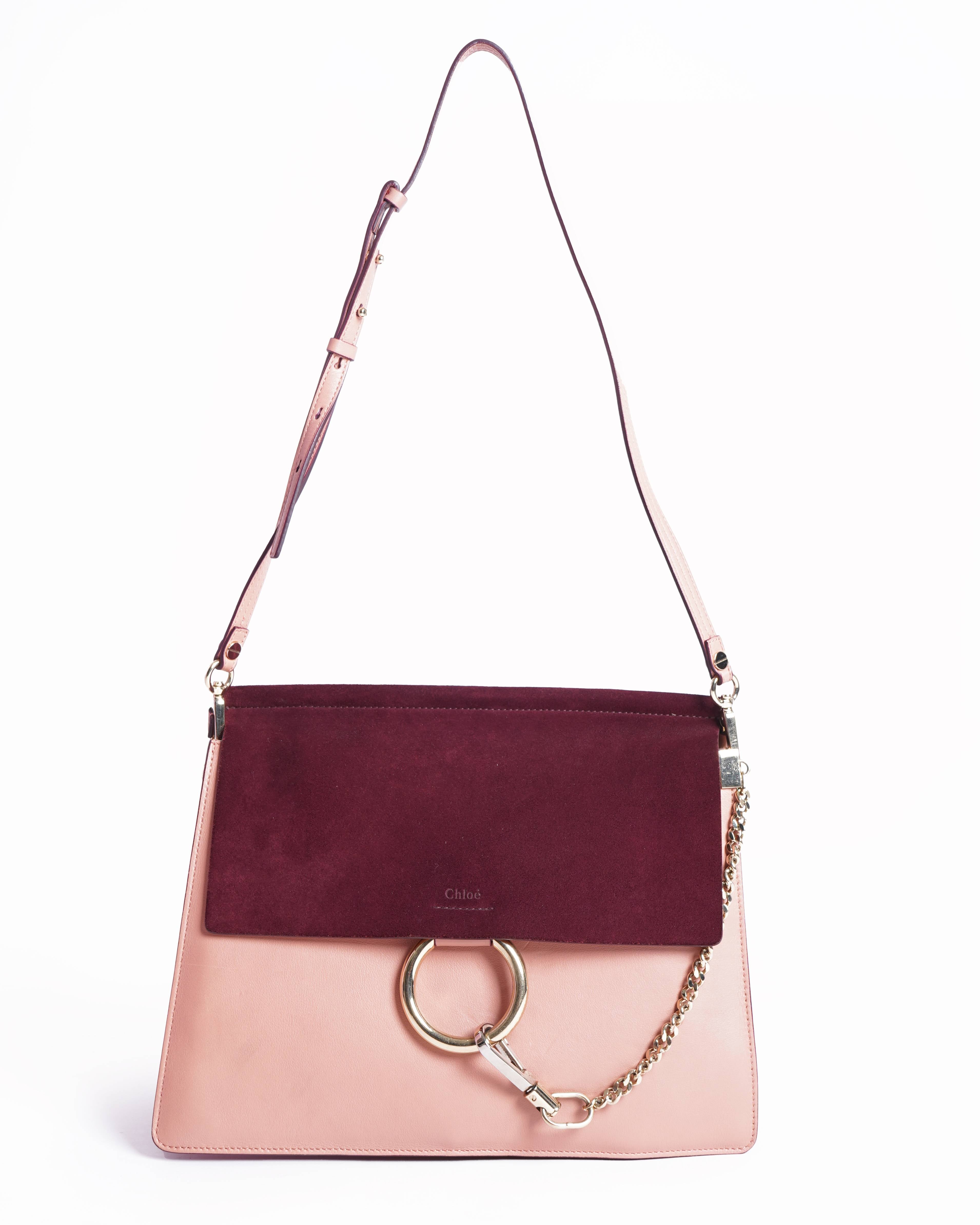 Chloé Faye Shoulder Bag In Peach & Magenta