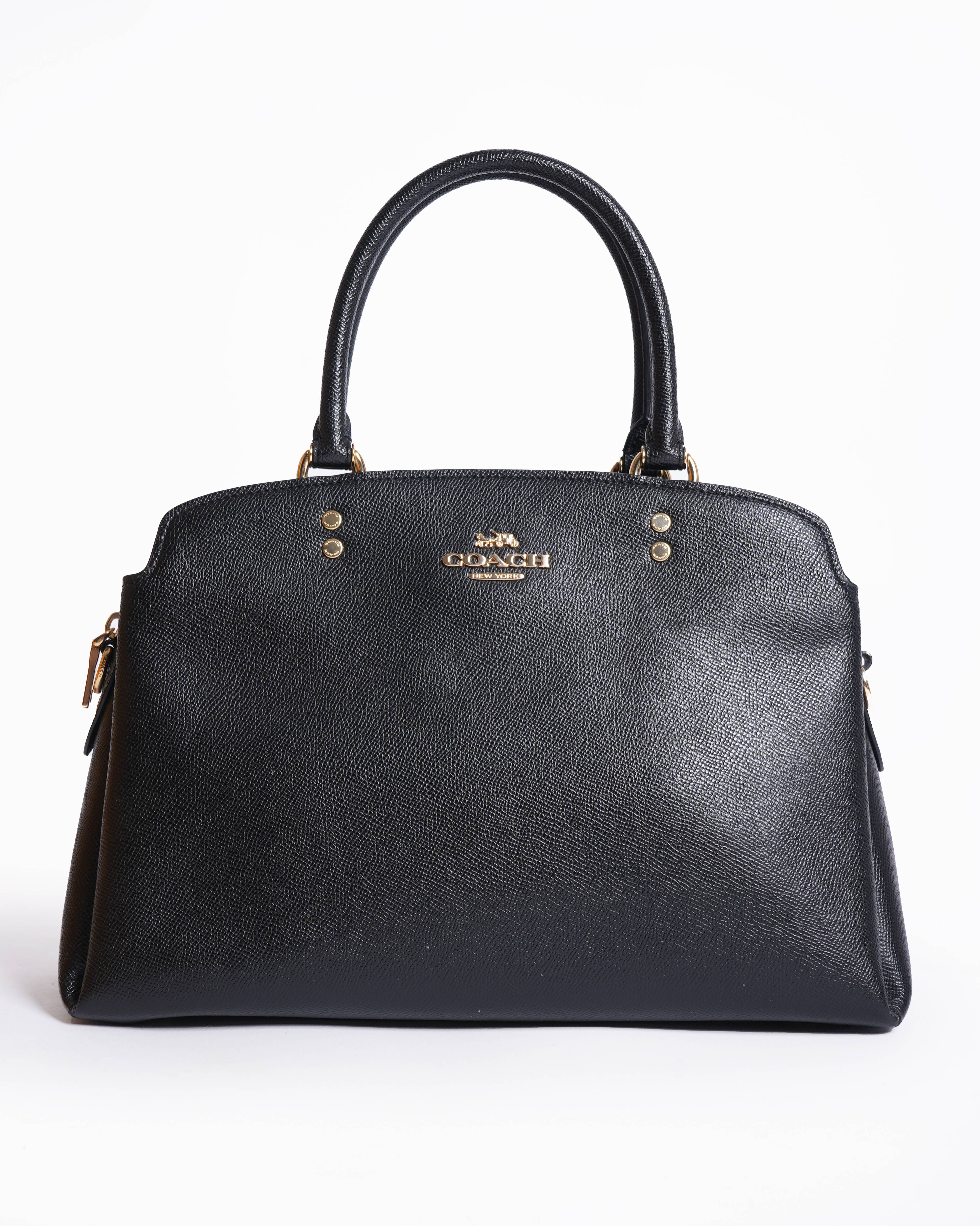 Coach mini lillie carryall handbag with shoulder strap in black