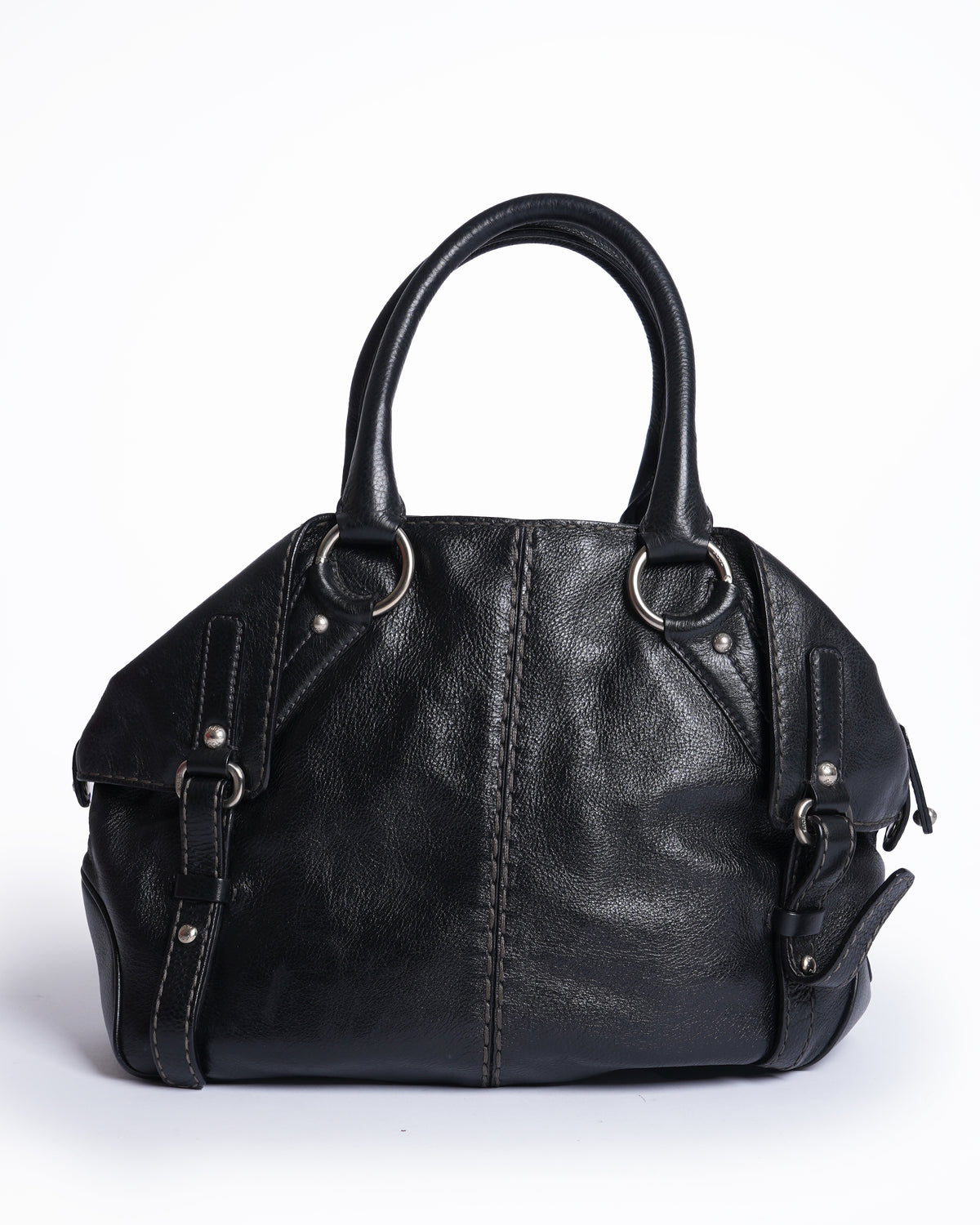 Tod's black pebbled leather classic tote bag