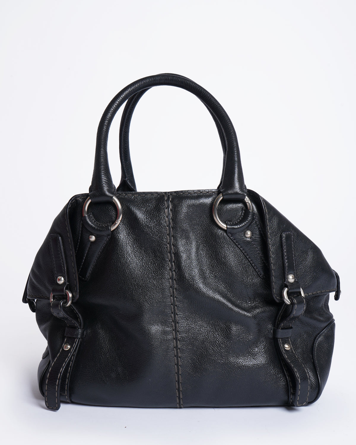 Tod's black pebbled leather classic tote bag